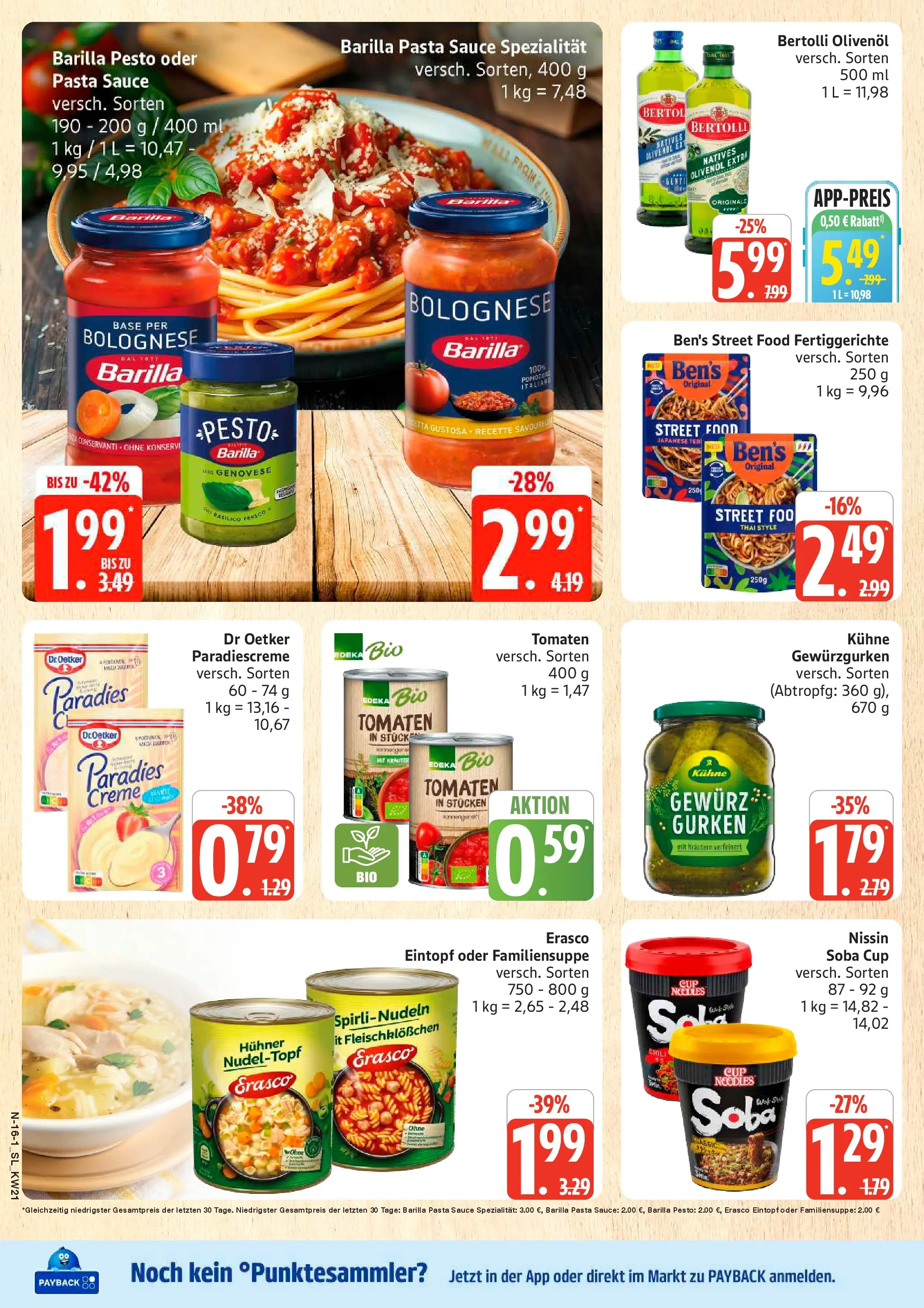 Edeka prospekt Schleswig	 (ab 17.05.2026) » Angebote Online | Seite: 16 | Produkte: Barilla, Tomaten, Fertiggerichte, Erasco