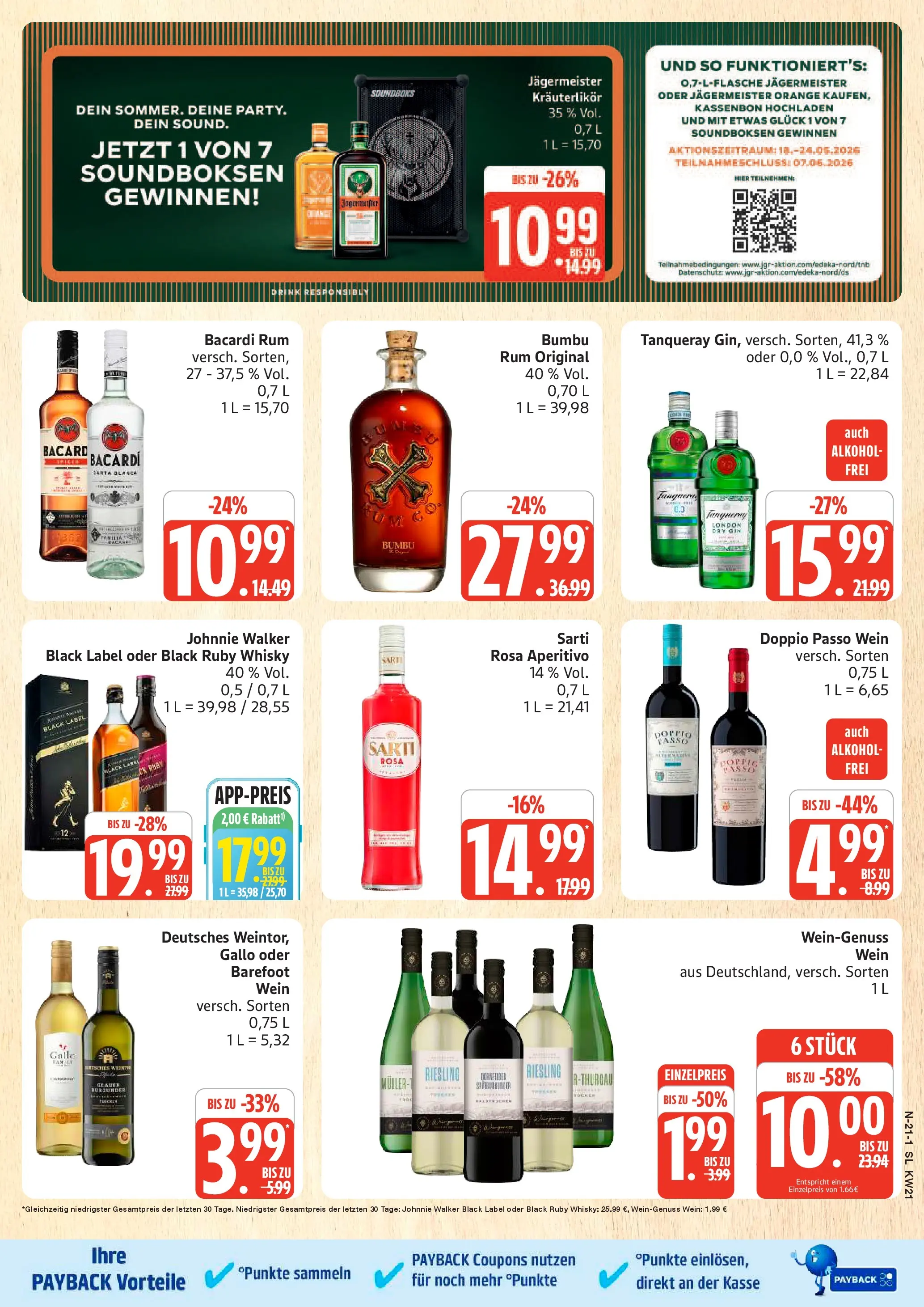 Edeka prospekt Schleswig	 (ab 17.05.2026) » Angebote Online | Seite: 21 | Produkte: Rum, Wein, Gin, Johnnie walker