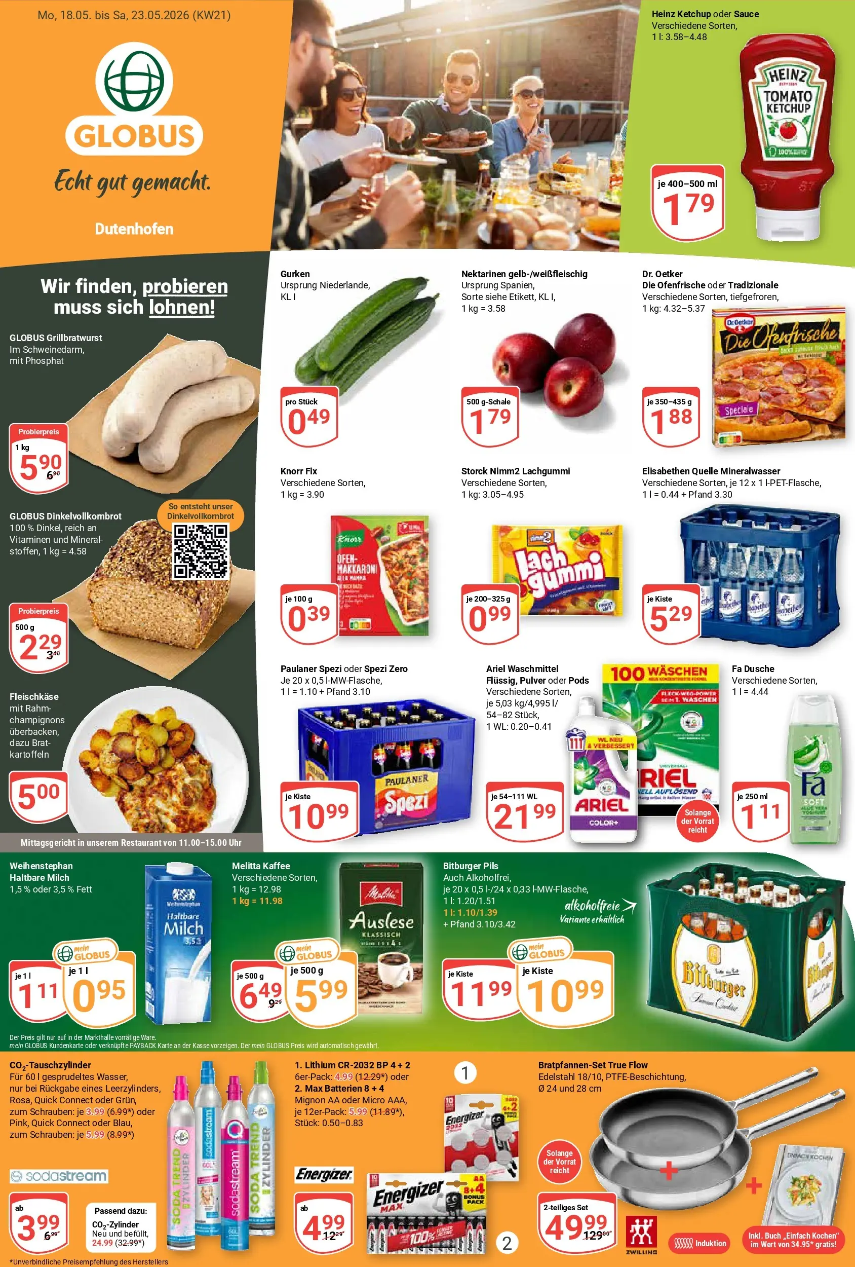 Globus Prospekt Wetzlar-Dutenhofen	 (ab 17.05.2026) » Angebote online | Seite: 1 | Produkte: Milch, Nektarinen, Pils, Mineralwasser