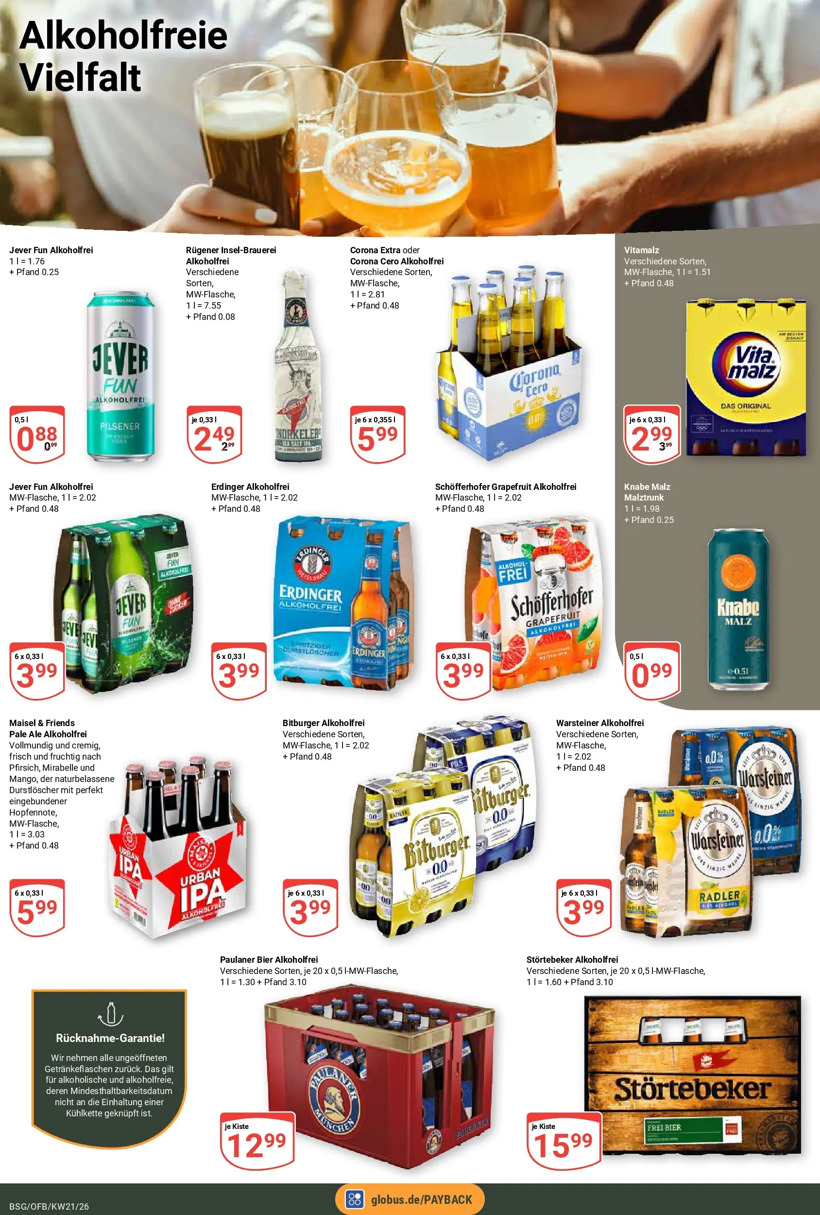 Globus Prospekt Braunschweig	 (ab 17.05.2026) » Angebote online | Seite: 18 | Produkte: Durstloscher, Erdinger, Bier, Warsteiner