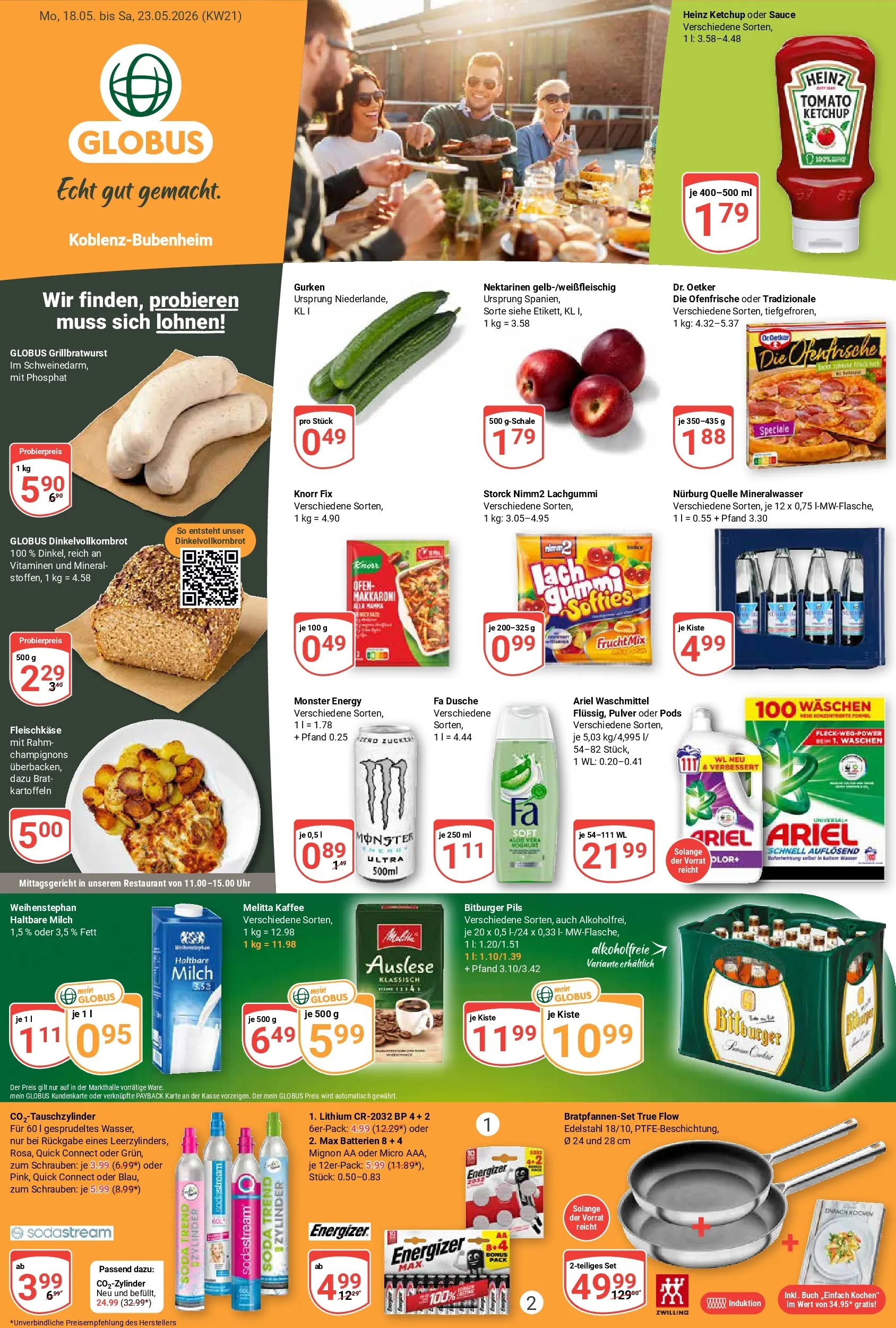 Globus Prospekt Koblenz-Bubenheim	 (ab 17.05.2026) » Angebote online | Seite: 1 | Produkte: Bitburger, Heinz ketchup, Champignons, Gurken