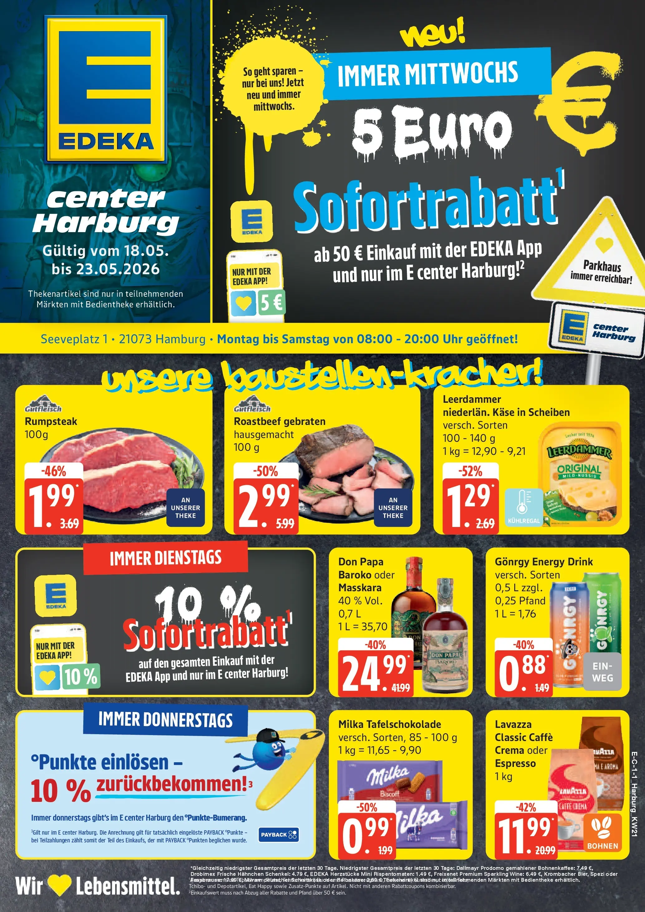 Edeka prospekt Hamburg	 (ab 17.05.2026) » Angebote Online | Seite: 1 | Produkte: Rumpsteak, Hahnchen, Rum, Leerdammer