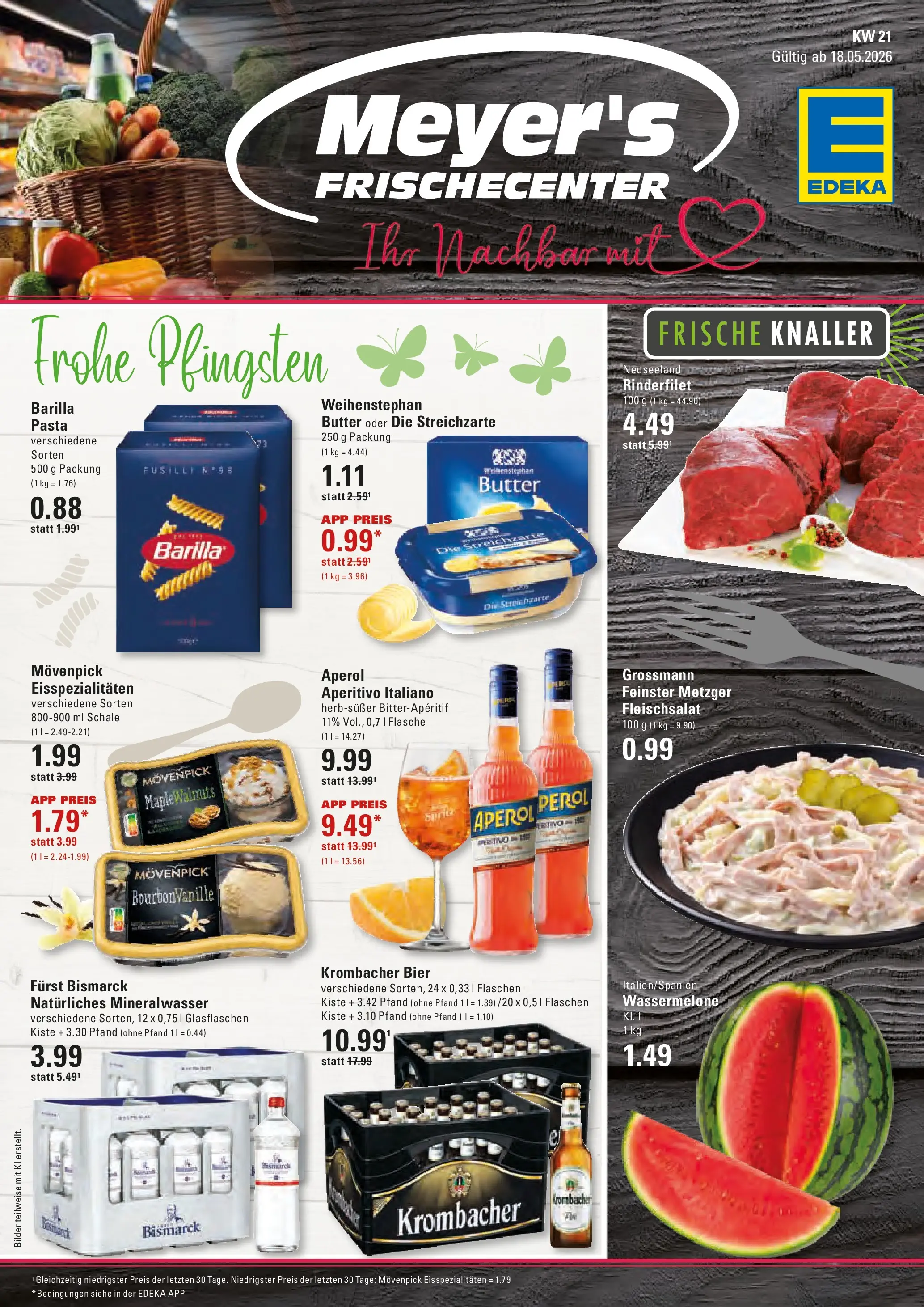 Edeka prospekt Hamburg	 (ab 18.05.2026) » Angebote Online | Seite: 1 | Produkte: Bier, Mineralwasser, Weihenstephan butter, Wassermelone