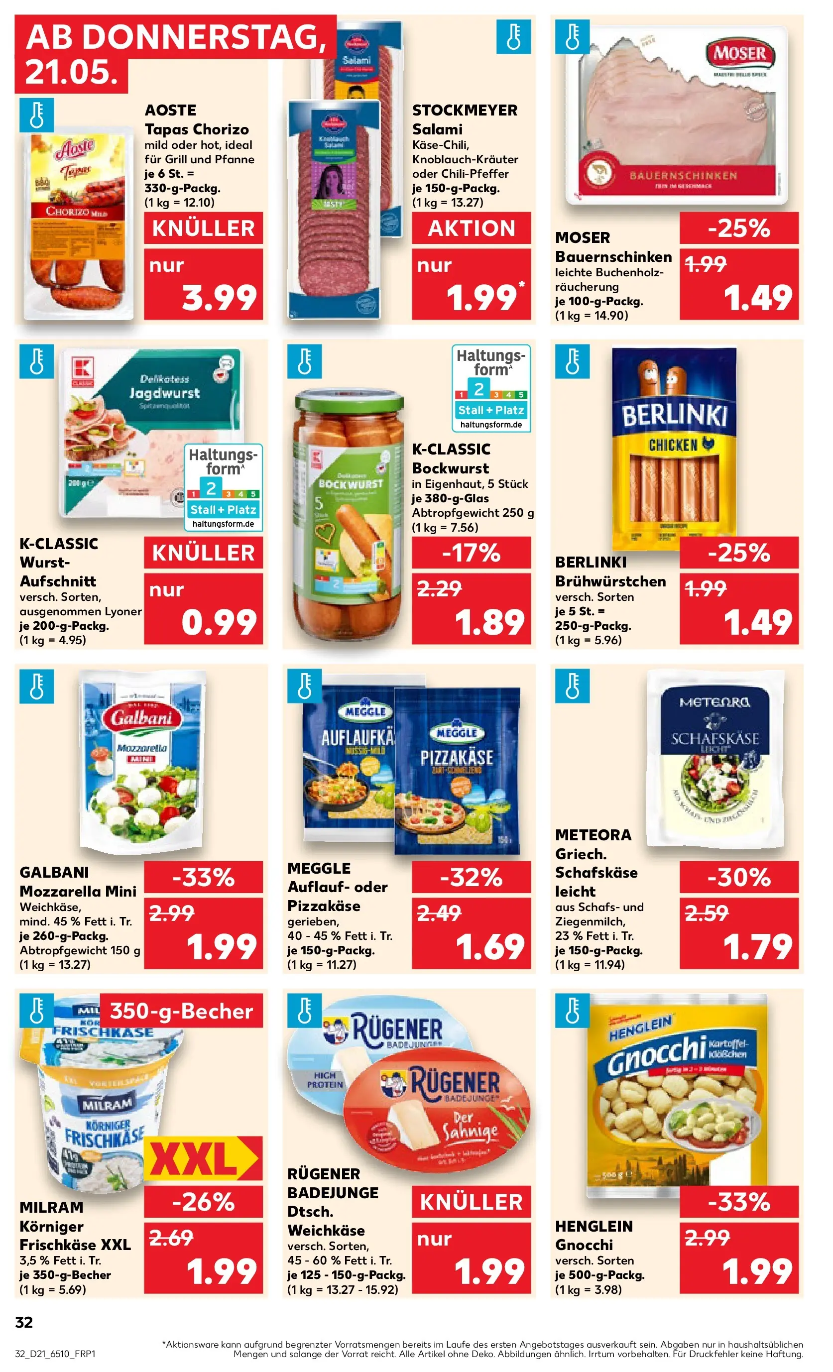 Prospekt Kaufland ab 20.05.2026 » Angebote Online zum Blättern | Seite: 32 | Produkte: Grill, Mozzarella, Frischkase, Schafskase