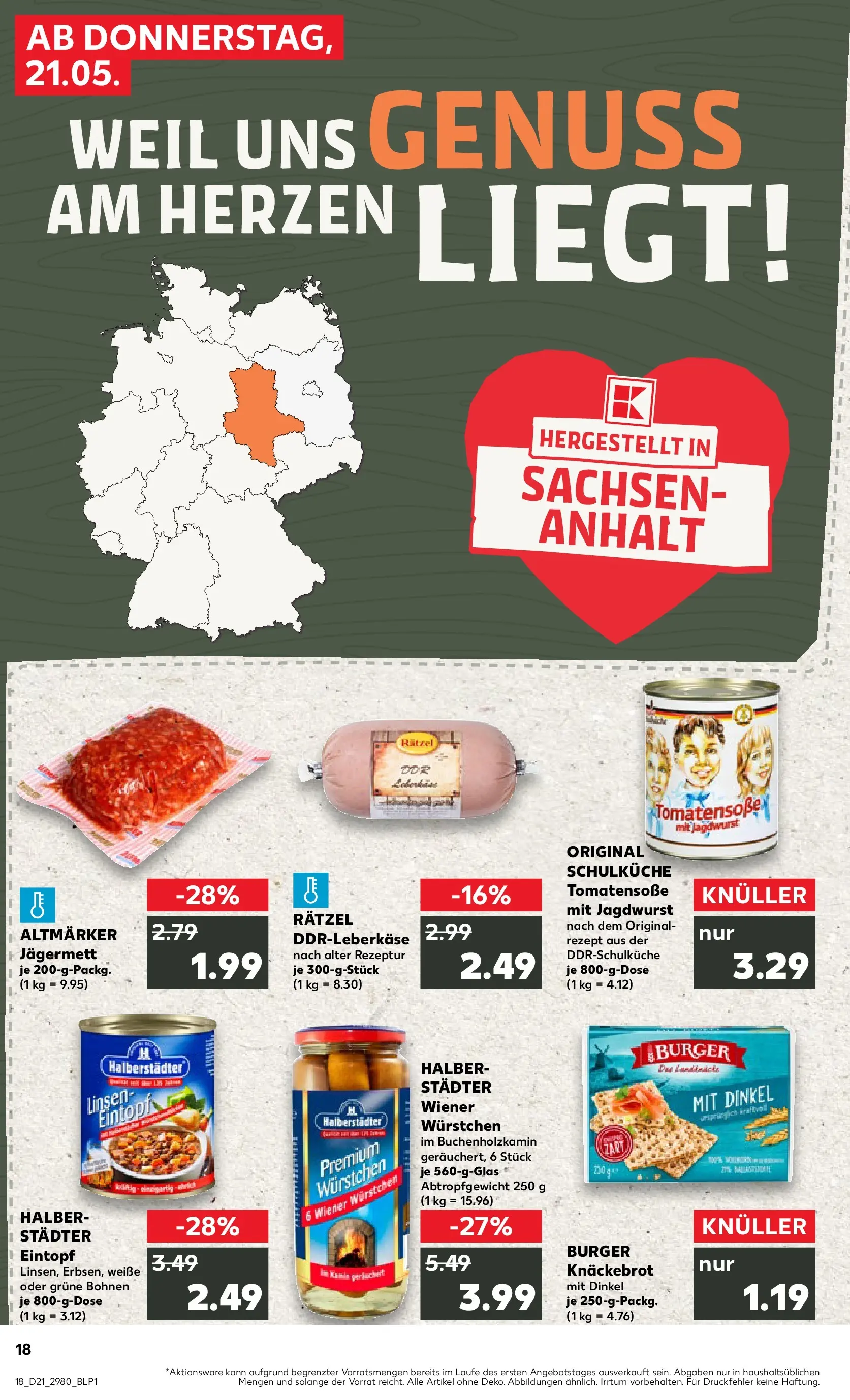 Prospekt Kaufland ab 21.05.2026 » Angebote Online zum Blättern | Seite: 18 | Produkte: Wiener wurstchen, Burger