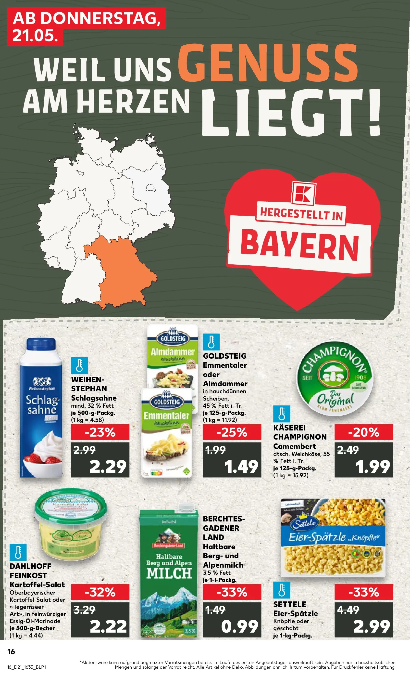 Prospekt Kaufland ab 21.05.2026 » Angebote Online zum Blättern | Seite: 16 | Produkte: Schlagsahne, Milch, Sahne
