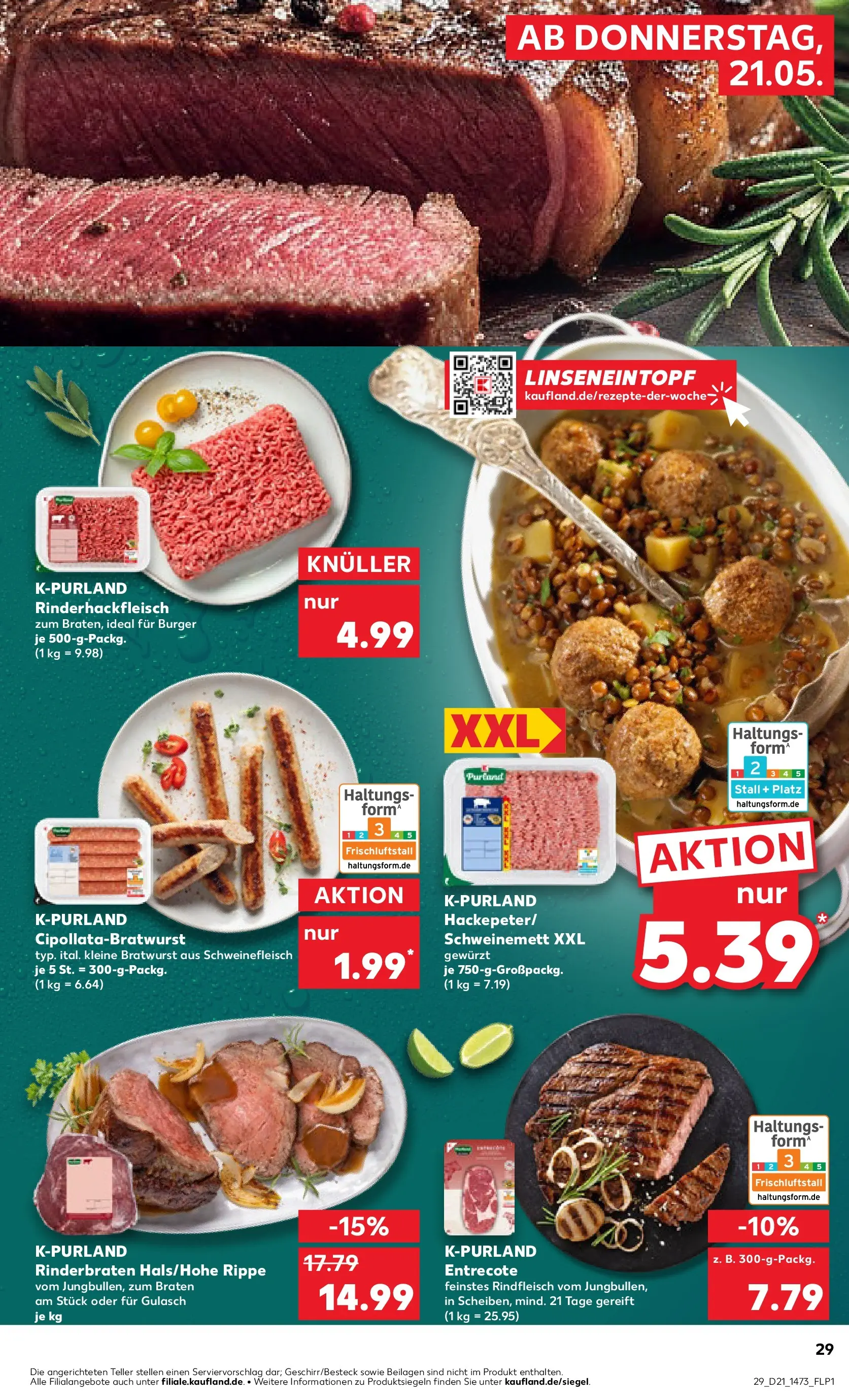 Prospekt Kaufland ab 20.05.2026 » Angebote Online zum Blättern | Seite: 29 | Produkte: Burger, Gulasch, Rindfleisch, Steak