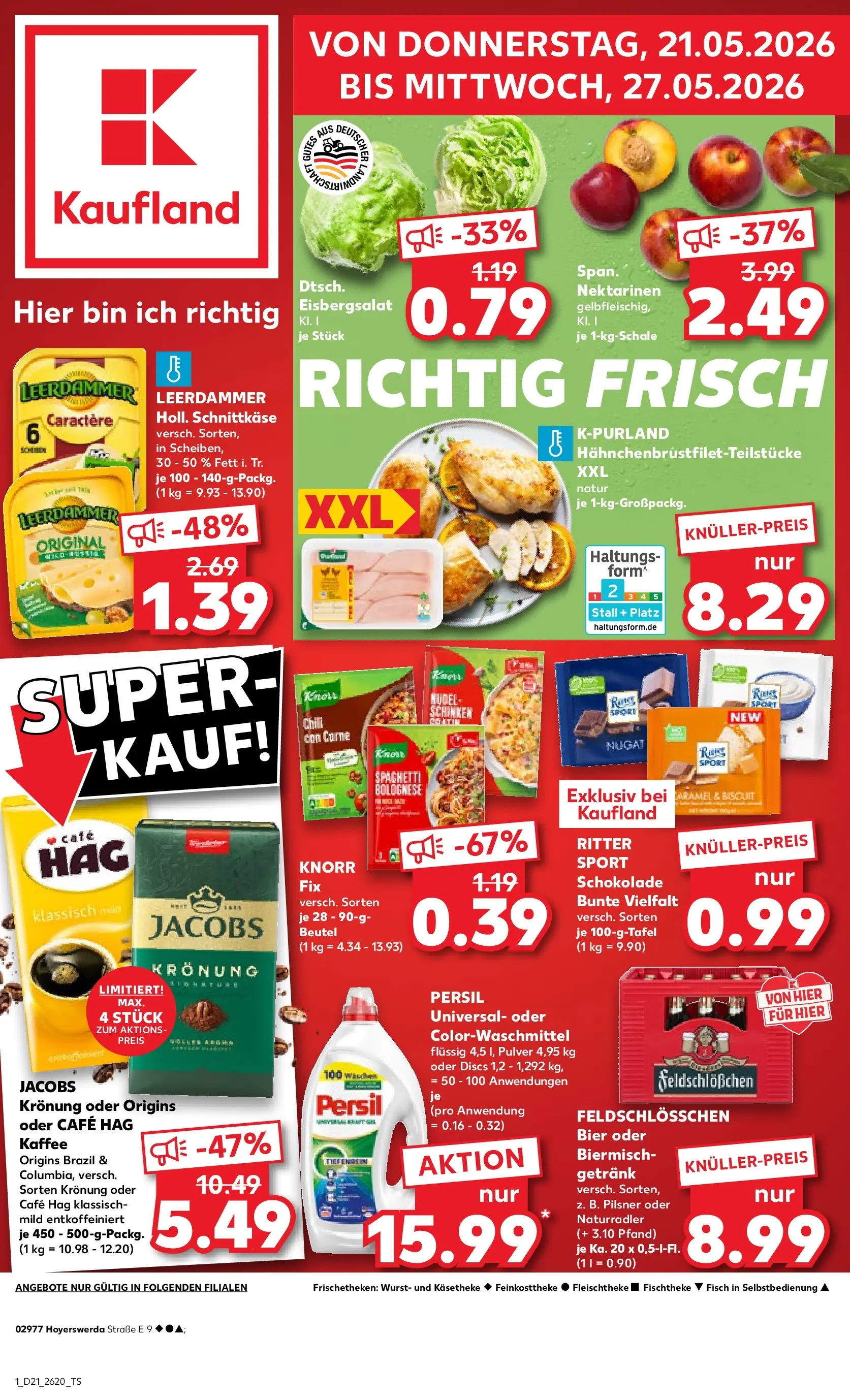Prospekt Kaufland ab 21.05.2026 » Angebote Online zum Blättern | Seite: 1 | Produkte: Knorr fix, Nektarinen, Knorr, Persil