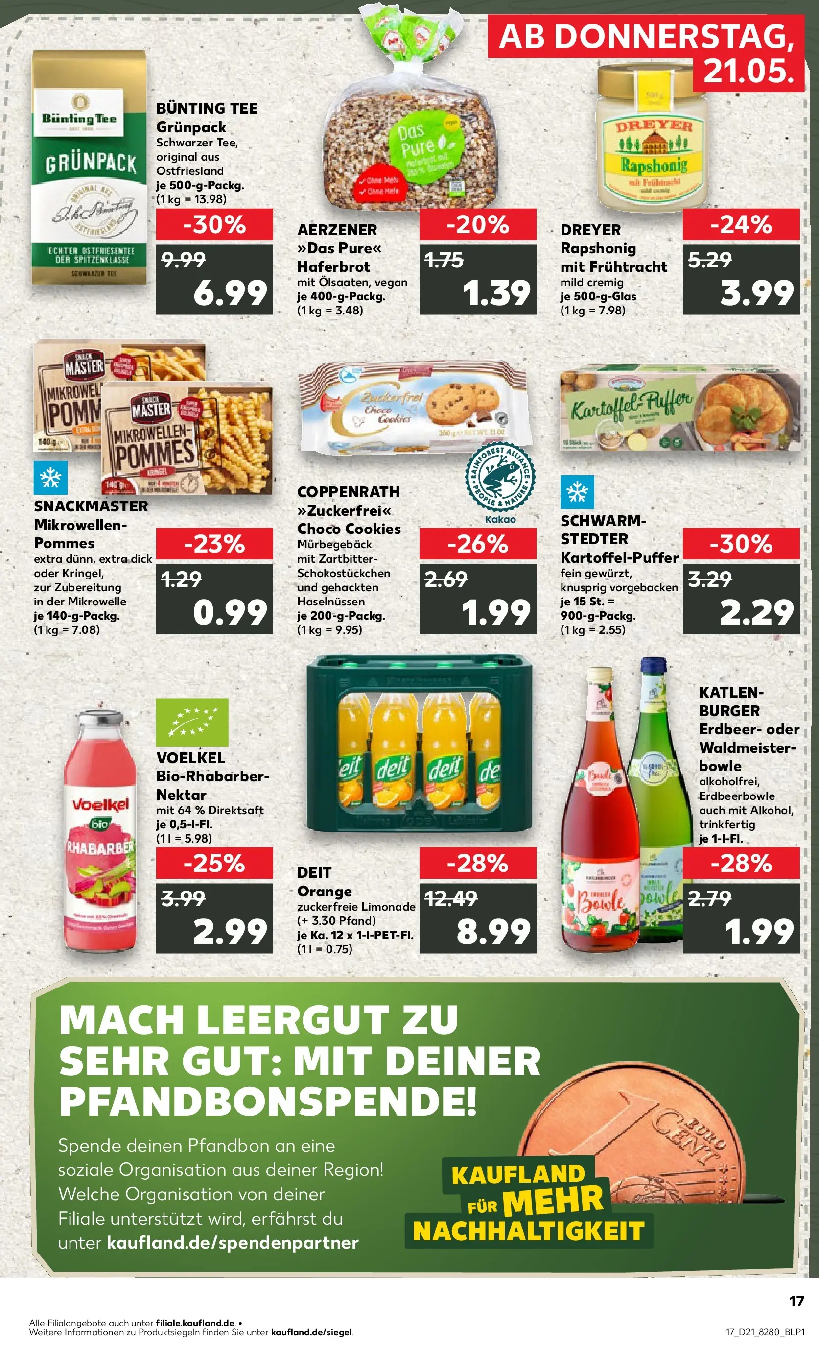 Prospekt Kaufland ab 20.05.2026 » Angebote Online zum Blättern | Seite: 17 | Produkte: Pommes, Burger, Rhabarber, Tee