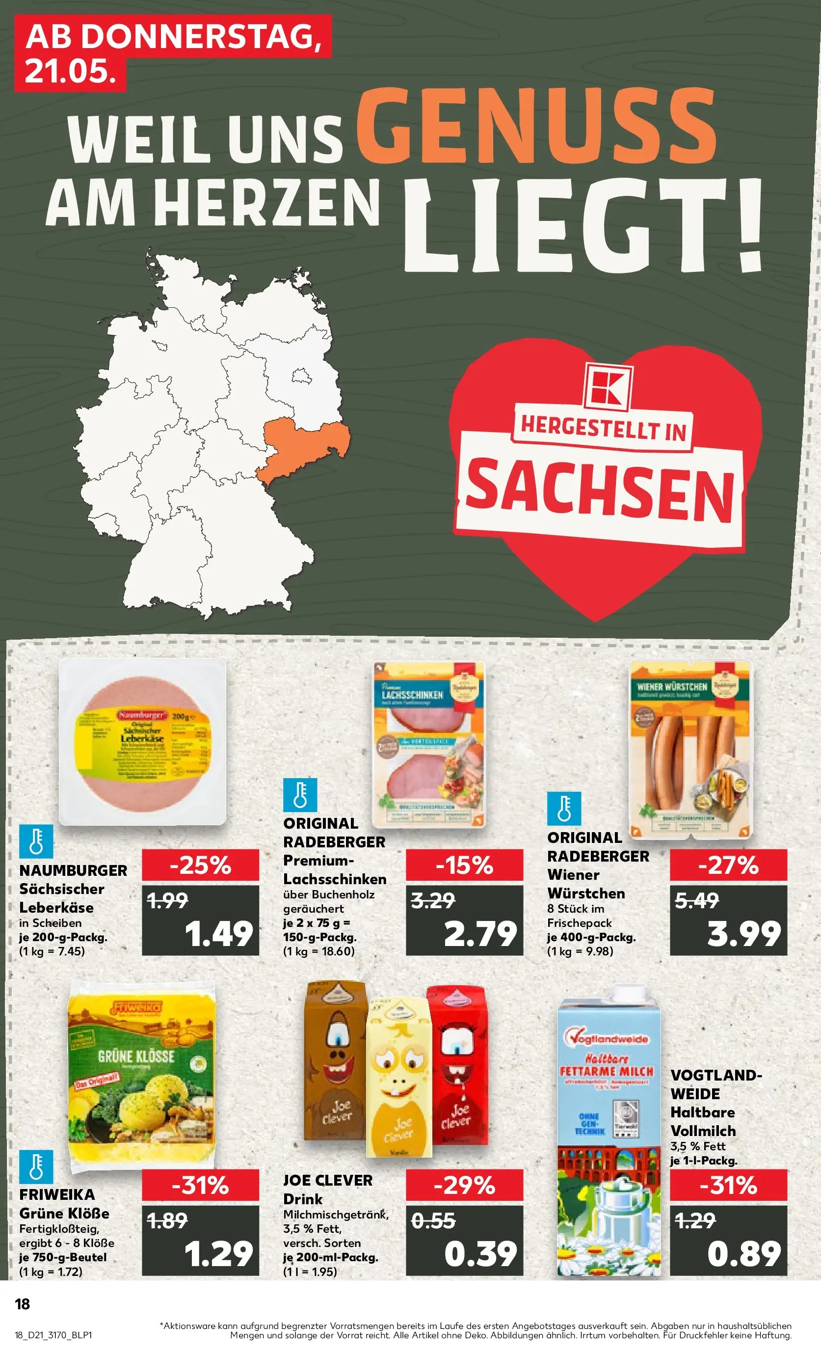 Prospekt Kaufland ab 18.05.2026 » Angebote Online zum Blättern | Seite: 23 | Produkte: Wiener wurstchen, Milch, Leberkase