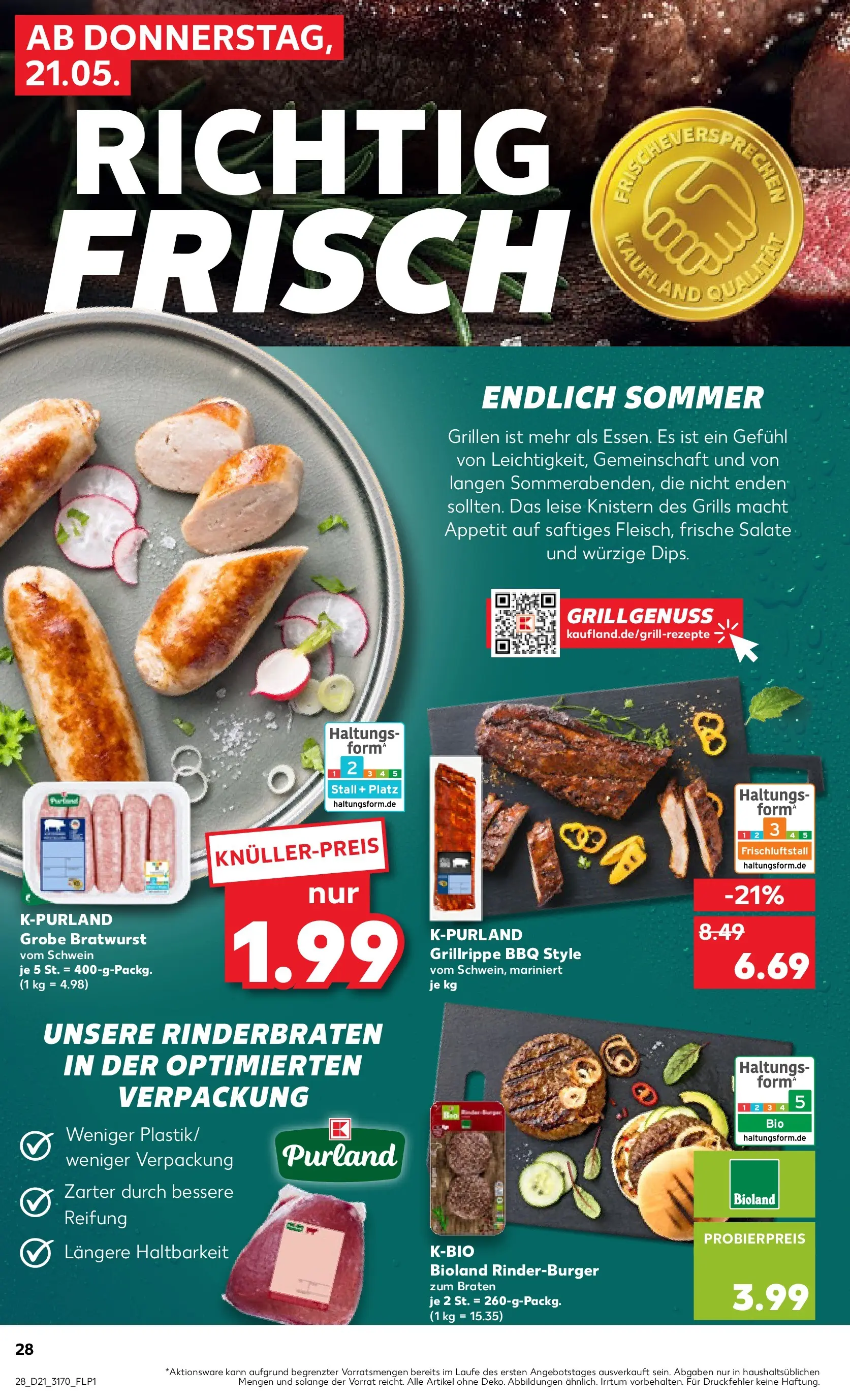 Prospekt Kaufland ab 18.05.2026 » Angebote Online zum Blättern | Seite: 33 | Produkte: Rinderbraten, Bratwurst, Burger