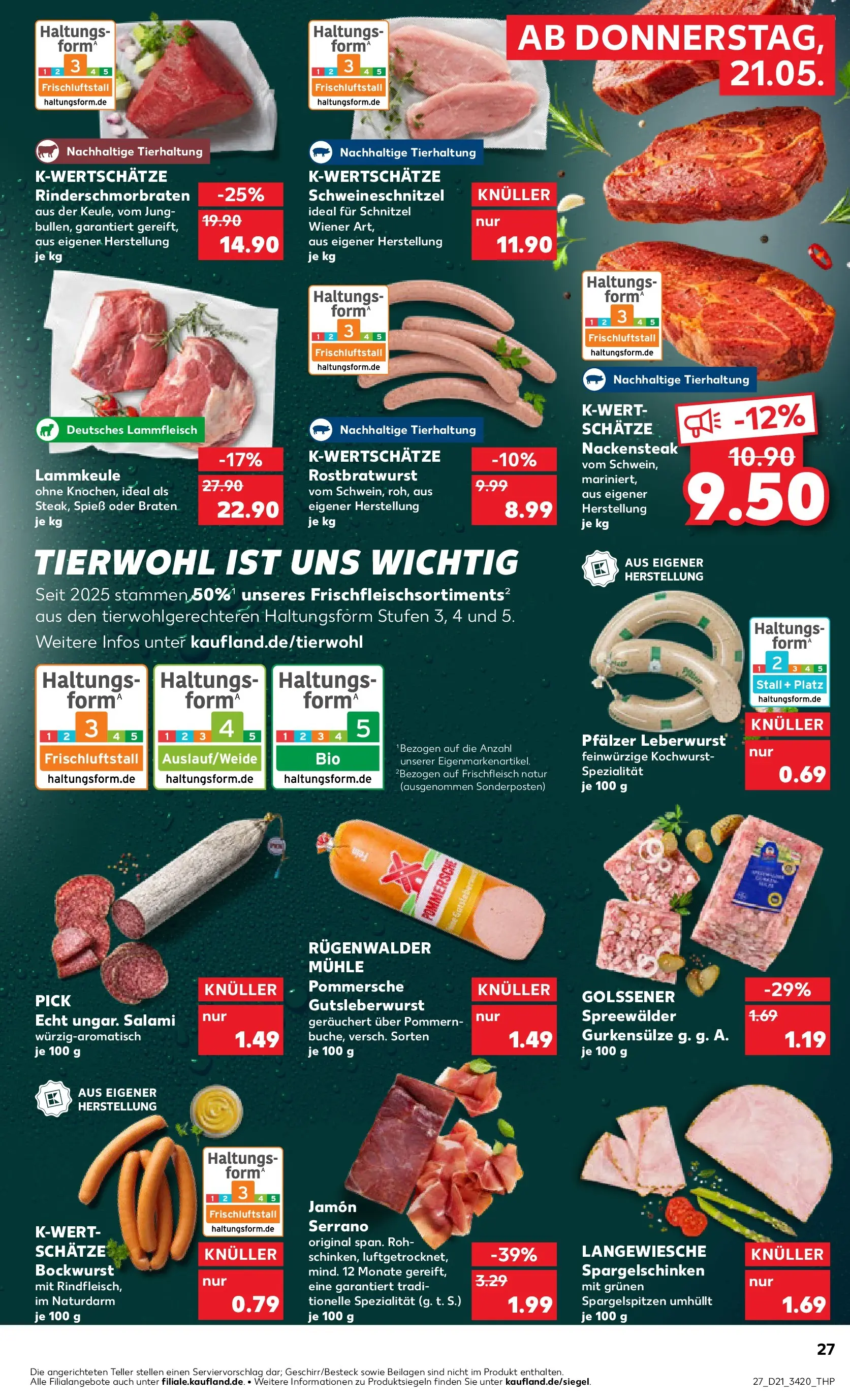 Prospekt Kaufland ab 21.05.2026 » Angebote Online zum Blättern | Seite: 27 | Produkte: Bockwurst, Mühle, Salami, Steak
