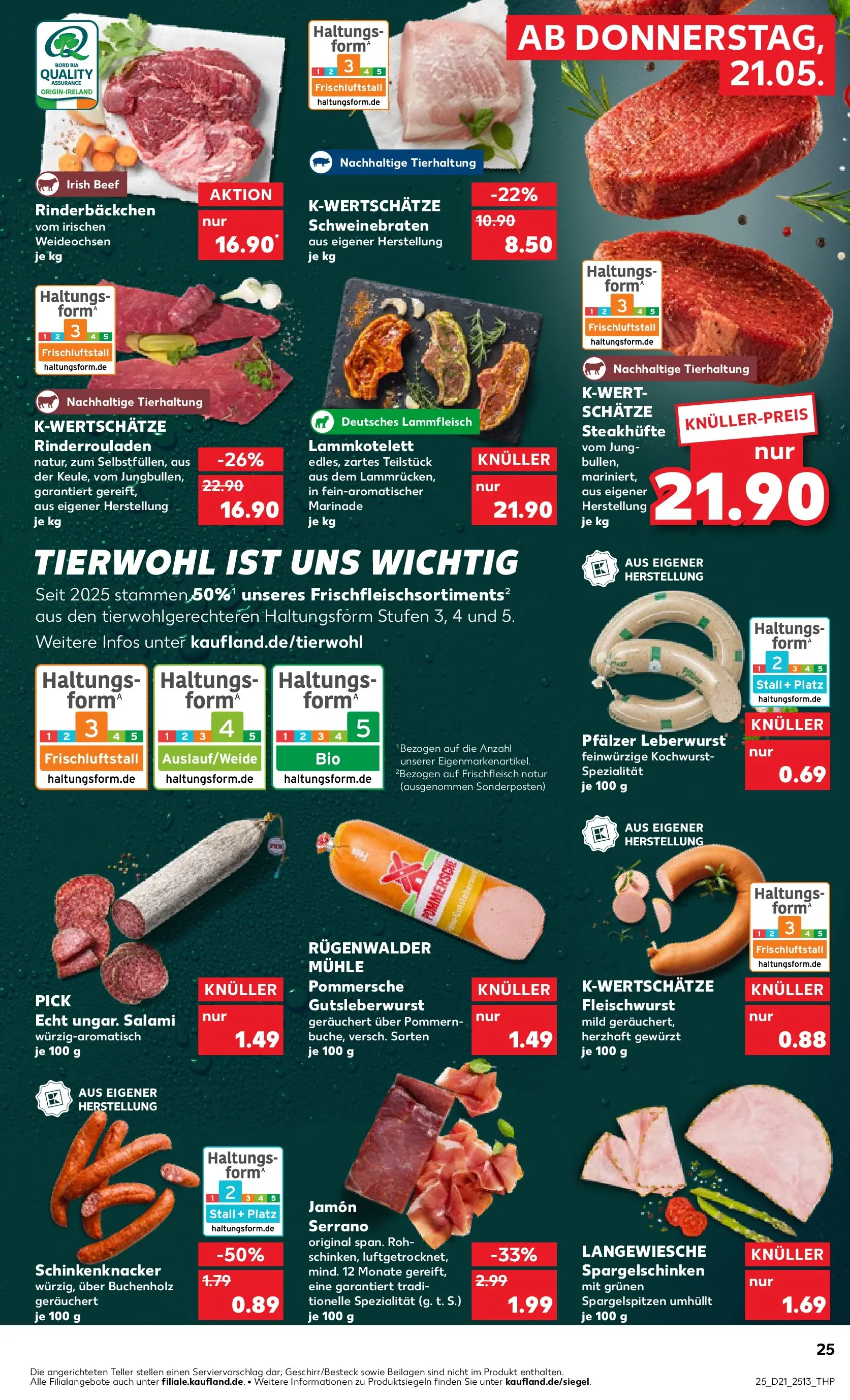 Prospekt Kaufland ab 20.05.2026 » Angebote Online zum Blättern | Seite: 25 | Produkte: Rinderrouladen, Mühle, Salami, Steak