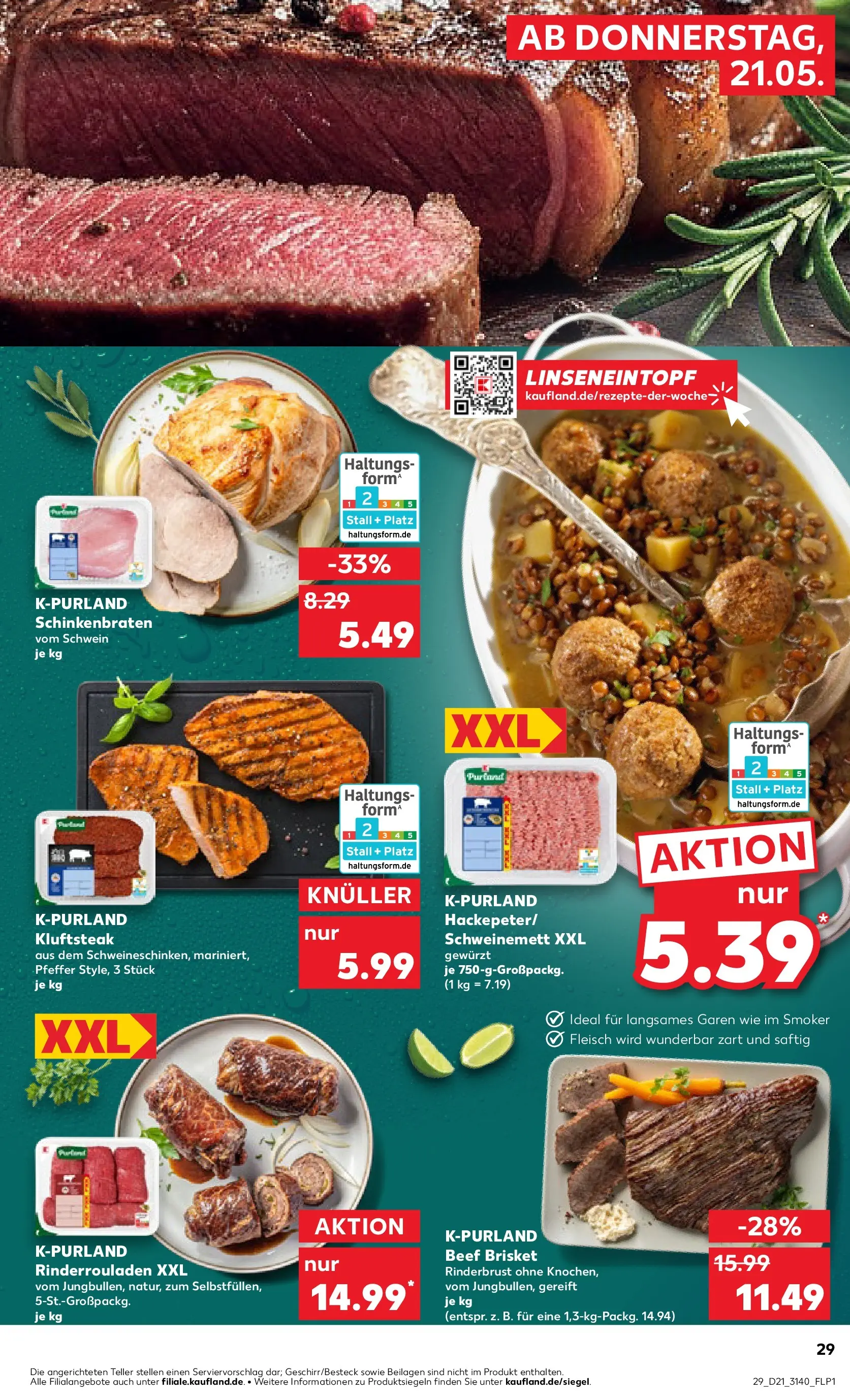 Prospekt Kaufland ab 18.05.2026 » Angebote und Werbung Online | Seite: 34 | Produkte: Rinderrouladen, Pfeffer, Fleisch Prospekt Kaufland ab 18.05.2026 » Angebote Online zum Blättern | Seite: 34 | Produkte: Rinderrouladen, Pfeffer, Fleisch