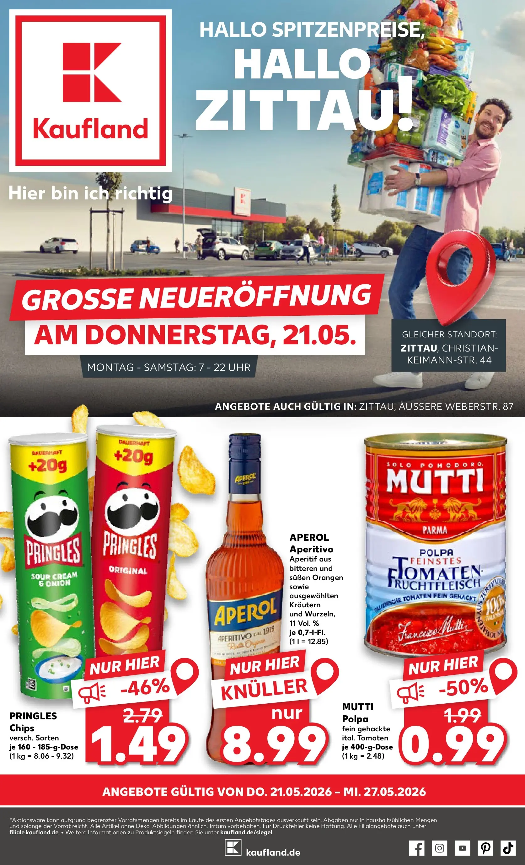 Prospekt Kaufland ab 21.05.2026 » Angebote und Werbung Online | Seite: 1 | Produkte: Orangen, Tomaten, Pringles, Chips Prospekt Kaufland ab 21.05.2026 » Angebote Online zum Blättern | Seite: 1 | Produkte: Orangen, Tomaten, Pringles, Chips