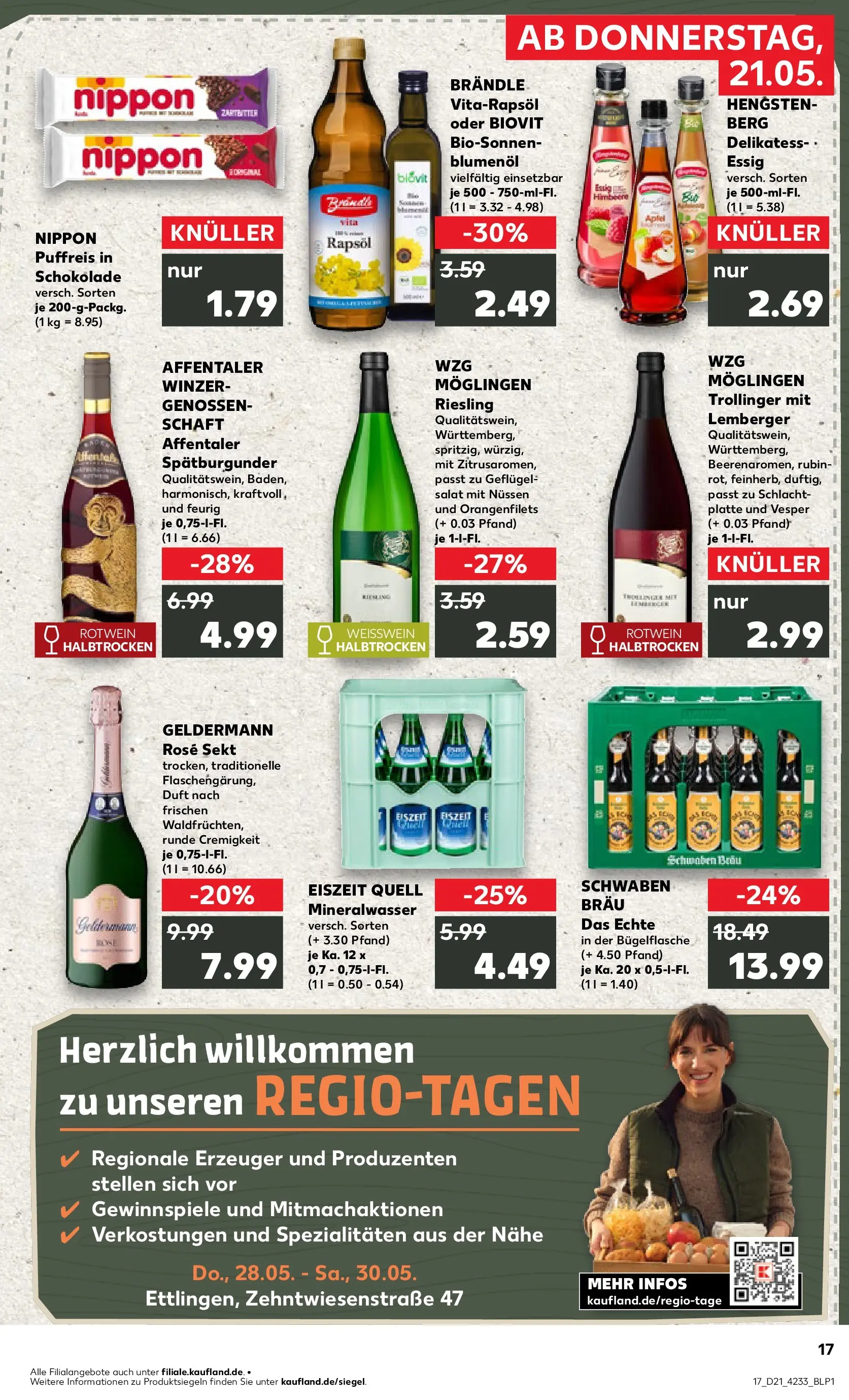 Prospekt Kaufland ab 18.05.2026 » Angebote Online zum Blättern | Seite: 22 | Produkte: Rapsöl, Weißwein, Mineralwasser, Salat
