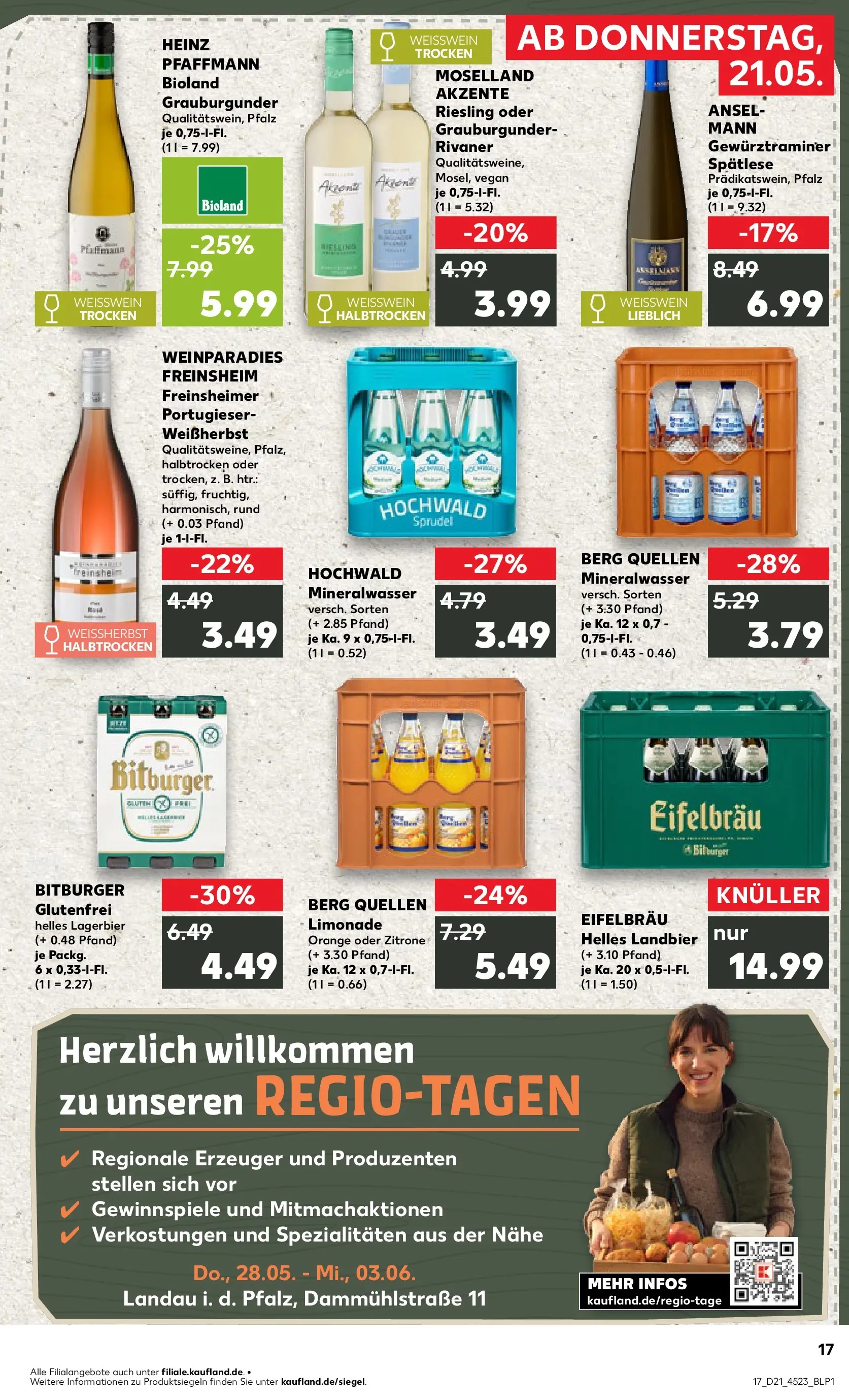Prospekt Kaufland ab 18.05.2026 » Angebote Online zum Blättern | Seite: 22 | Produkte: Bitburger, Weißwein, Limonade, Mineralwasser