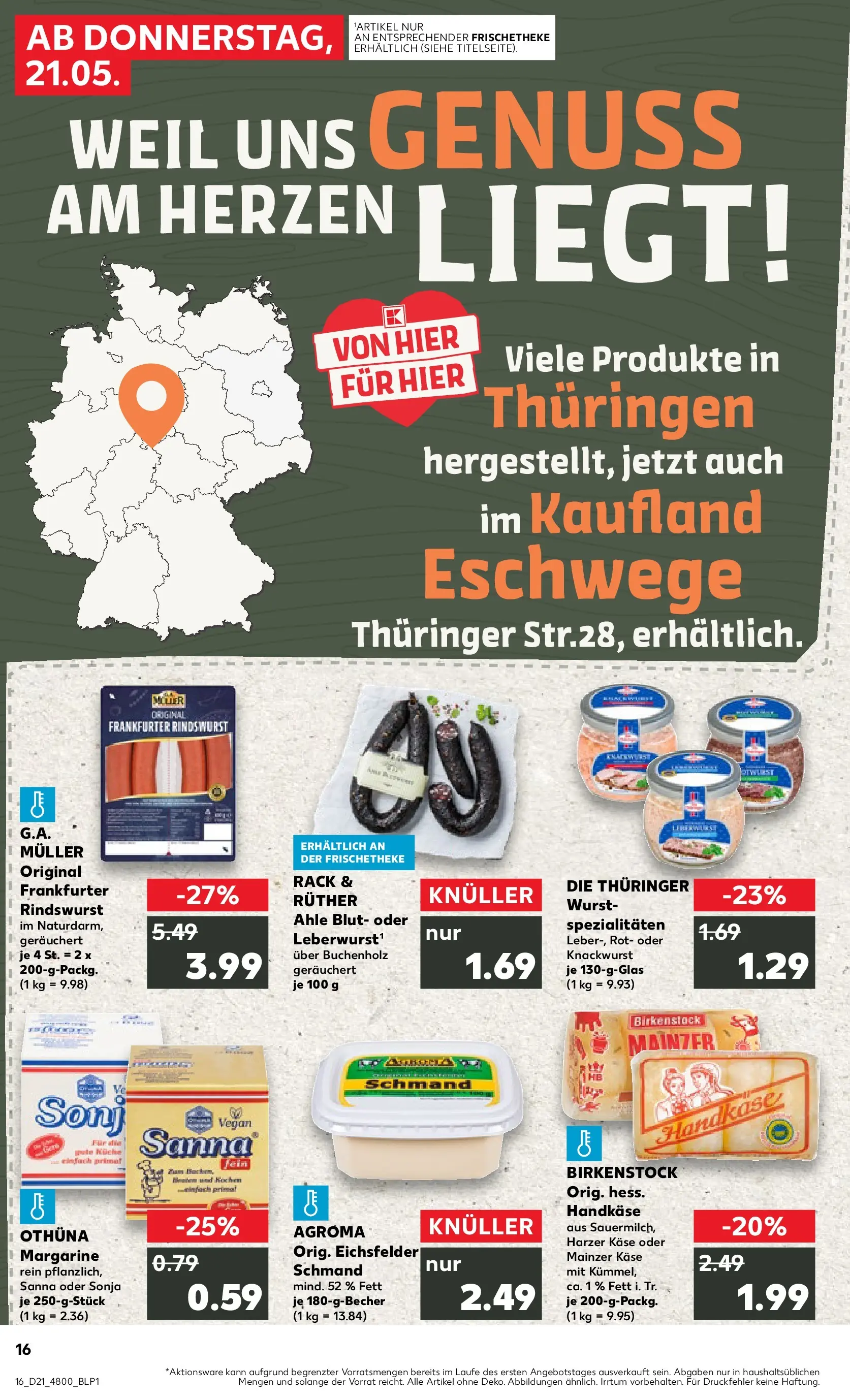 Prospekt Kaufland ab 21.05.2026 » Angebote Online zum Blättern | Seite: 16 | Produkte: Margarine, Käse, Wurst