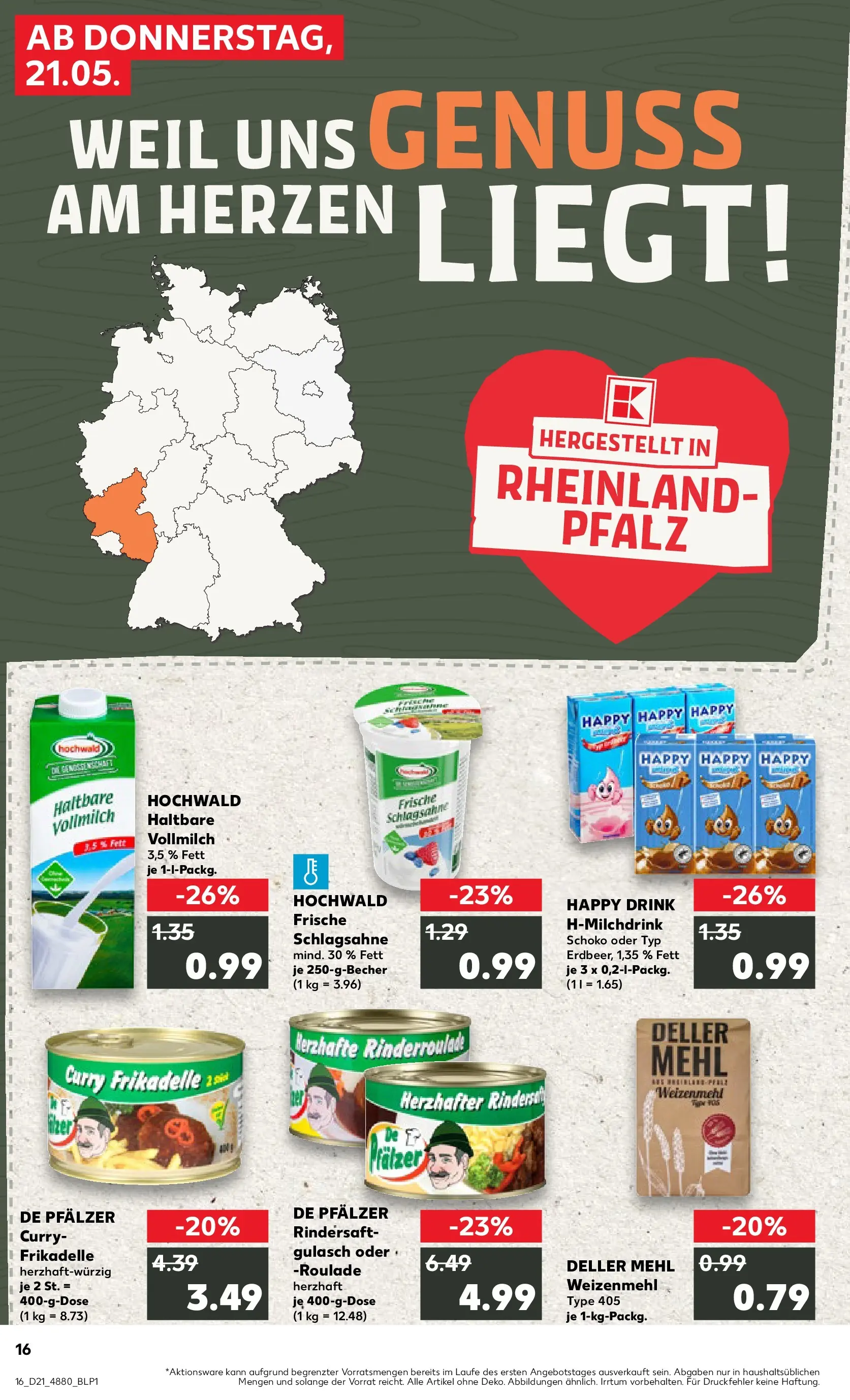 Prospekt Kaufland ab 18.05.2026 » Angebote Online zum Blättern | Seite: 21 | Produkte: Mehl, Schlagsahne, Weizenmehl, Gulasch