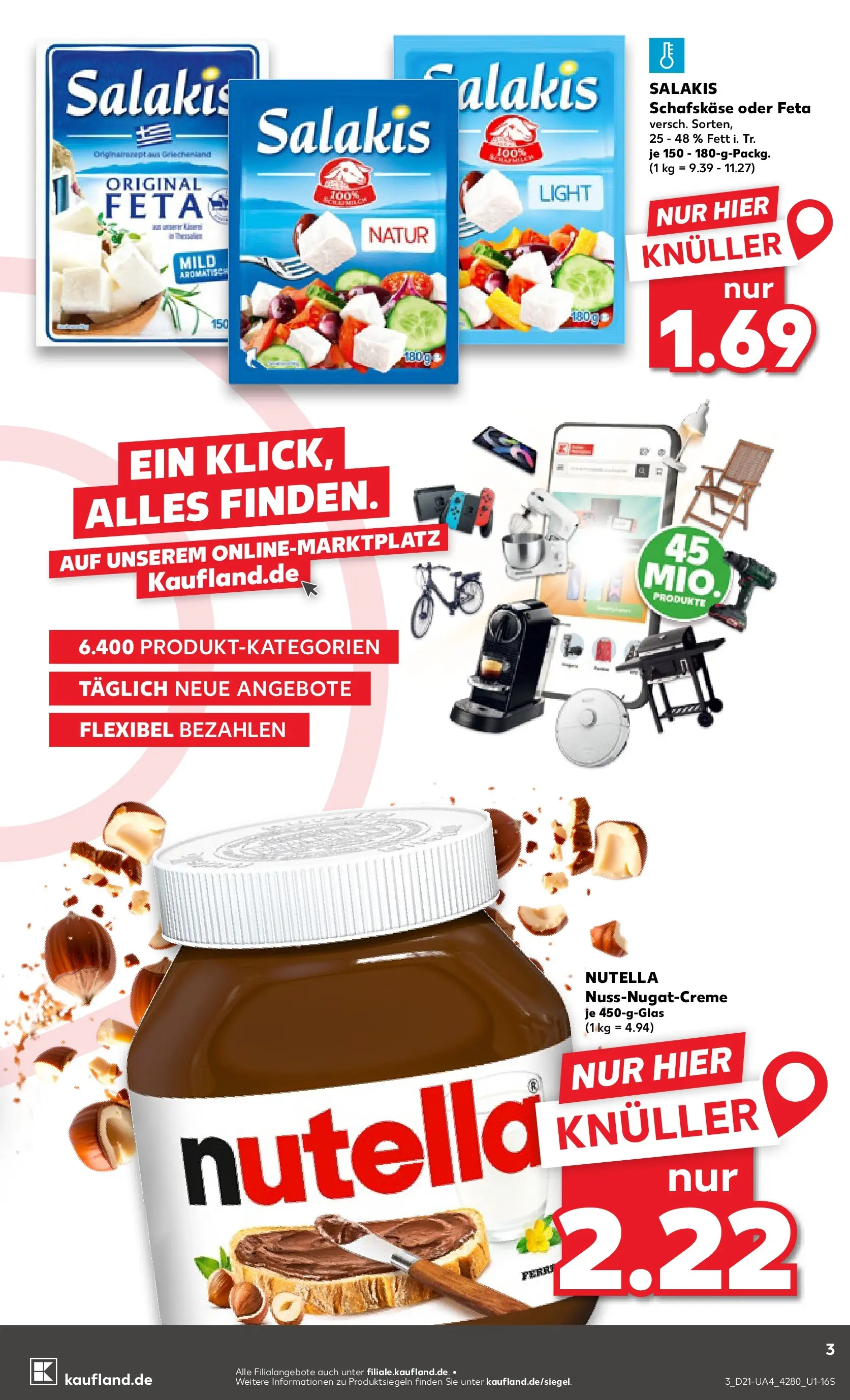 Prospekt Kaufland ab 21.05.2026 » Angebote und Werbung Online | Seite: 3 | Produkte: Feta, Nutella, Salakis, Schafskase Prospekt Kaufland ab 21.05.2026 » Angebote Online zum Blättern | Seite: 3 | Produkte: Feta, Nutella, Salakis, Schafskase