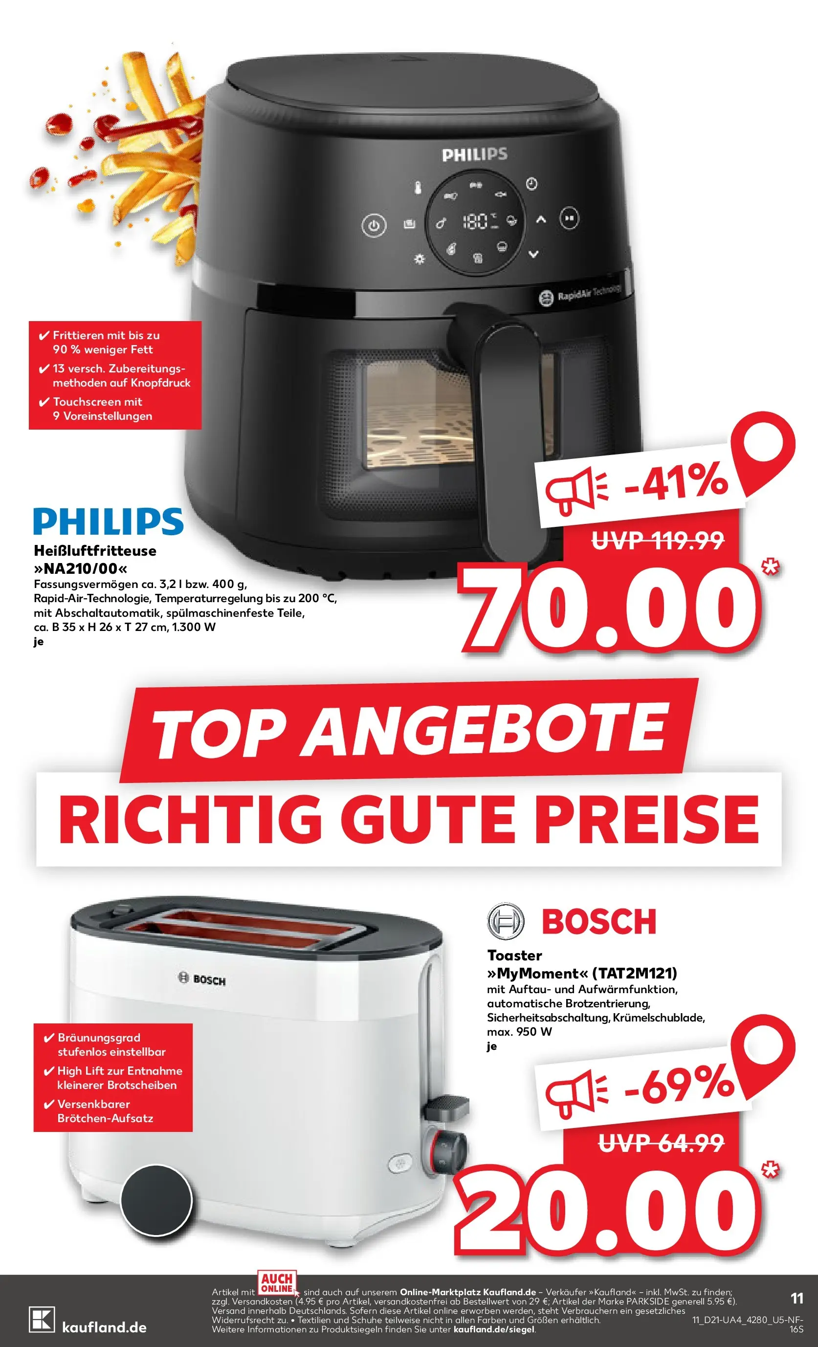 Prospekt Kaufland ab 21.05.2026 » Angebote und Werbung Online | Seite: 11 | Produkte: Bosch, Philips, Toaster, Heißluftfritteuse Prospekt Kaufland ab 21.05.2026 » Angebote Online zum Blättern | Seite: 11 | Produkte: Bosch, Philips, Toaster, Heißluftfritteuse