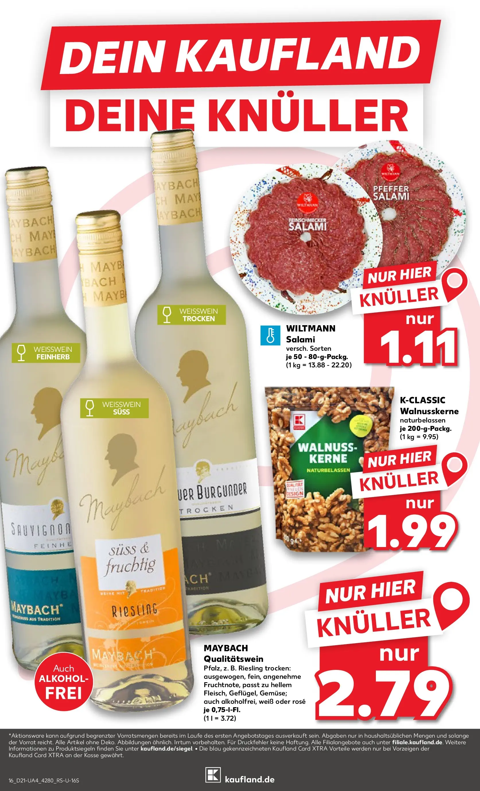 Prospekt Kaufland ab 21.05.2026 » Angebote und Werbung Online | Seite: 16 | Produkte: Weißwein, Weißwein trocken, Salami Prospekt Kaufland ab 21.05.2026 » Angebote Online zum Blättern | Seite: 16 | Produkte: Weißwein, Weißwein trocken, Salami