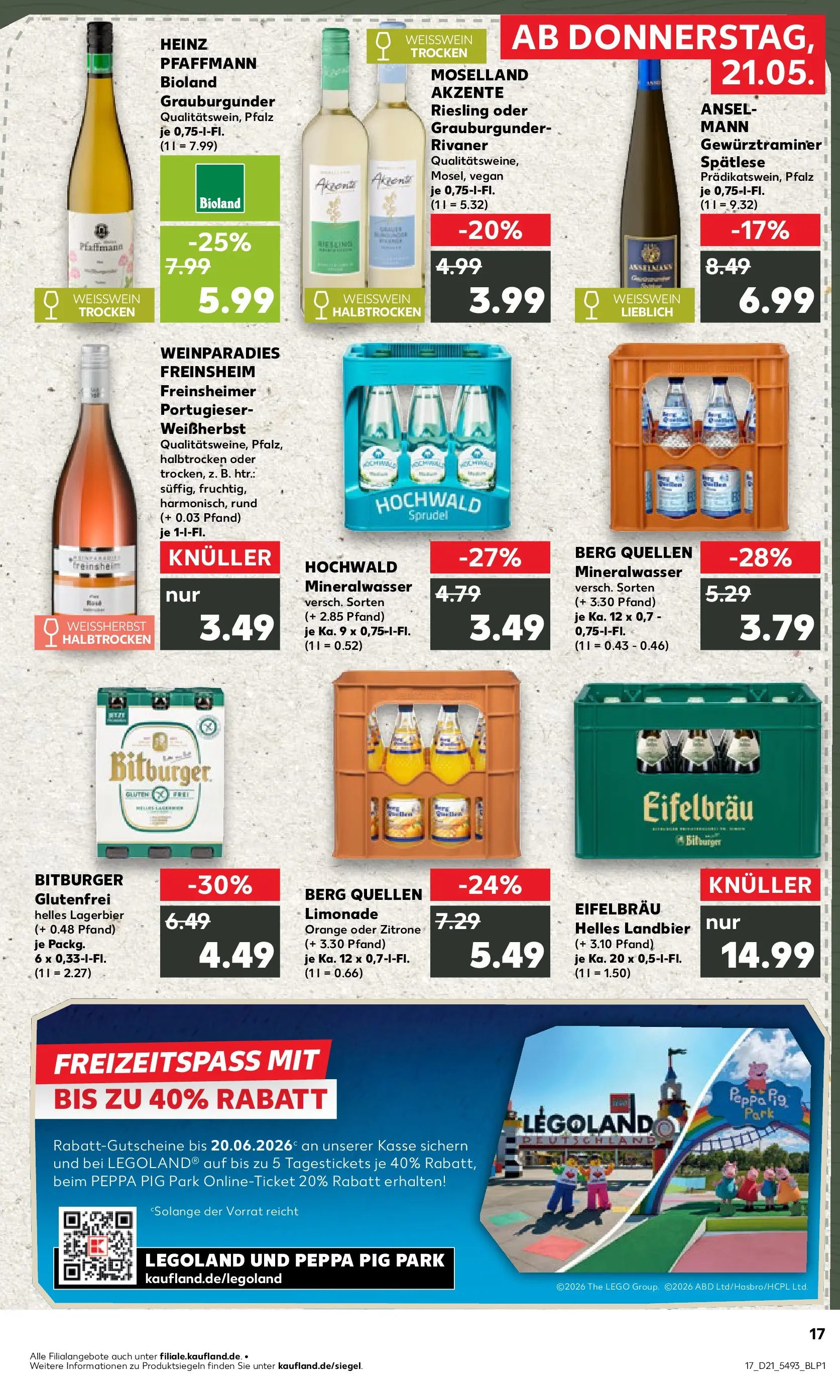Prospekt Kaufland ab 18.05.2026 » Angebote Online zum Blättern | Seite: 22 | Produkte: Weißwein, Limonade, Mineralwasser, Zitrone