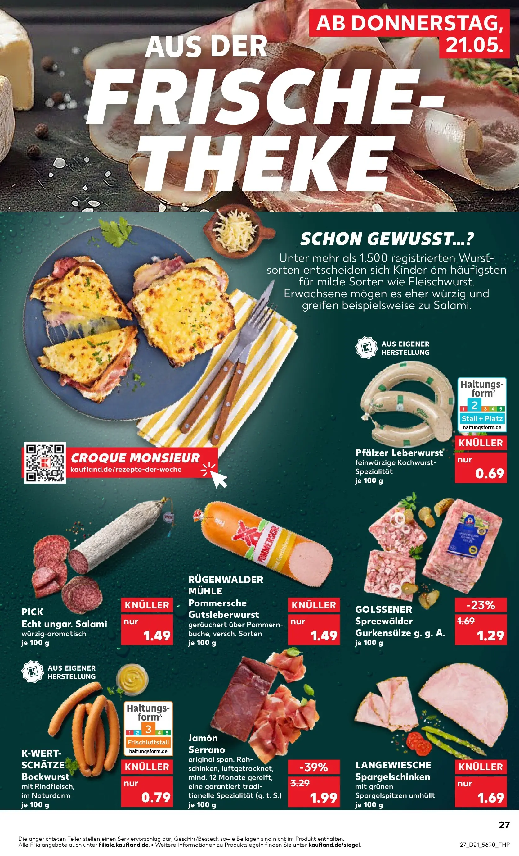 Prospekt Kaufland ab 18.05.2026 » Angebote und Werbung Online | Seite: 32 | Produkte: Bockwurst, Theke, Wurst, Salami Prospekt Kaufland ab 18.05.2026 » Angebote Online zum Blättern | Seite: 32 | Produkte: Bockwurst, Theke, Wurst, Salami