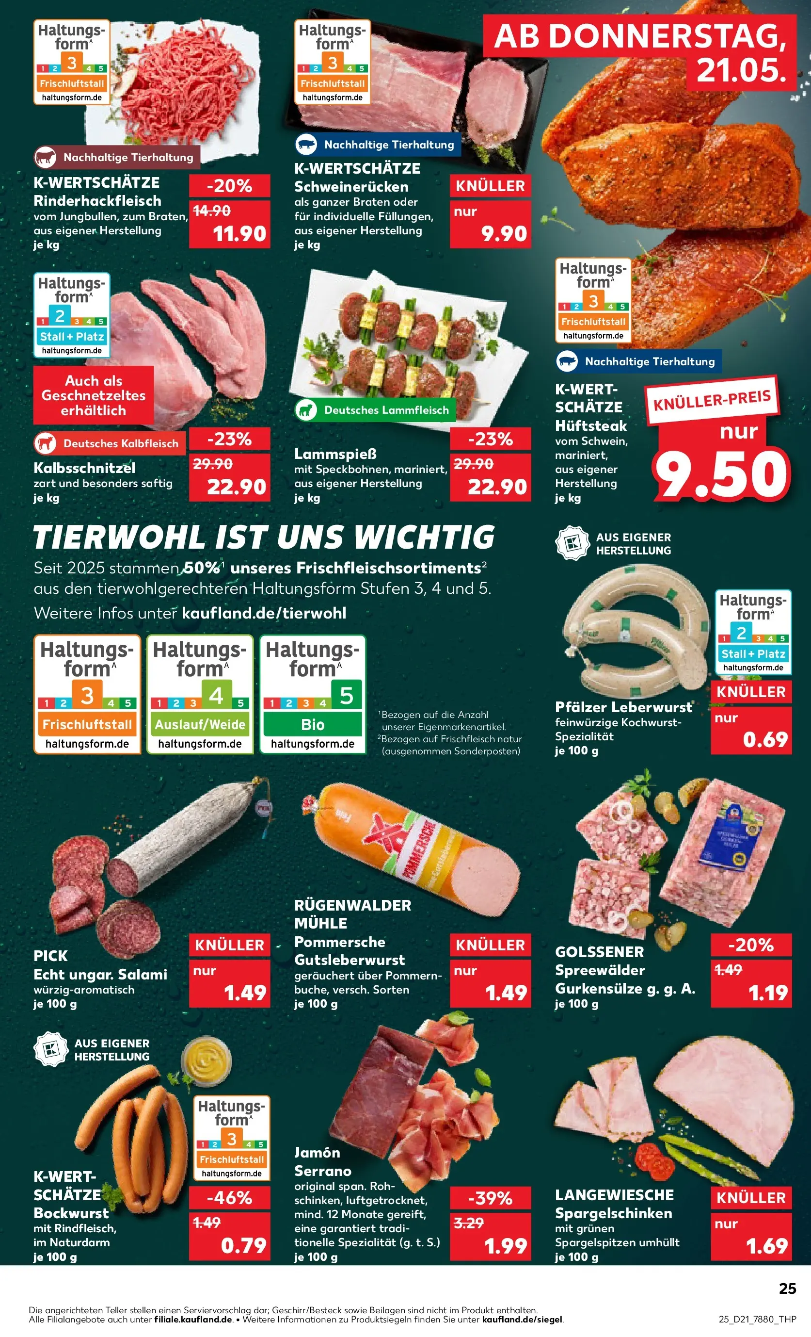 Prospekt Kaufland ab 21.05.2026 » Angebote Online zum Blättern | Seite: 25 | Produkte: Bockwurst, Mühle, Schweinerucken, Steak