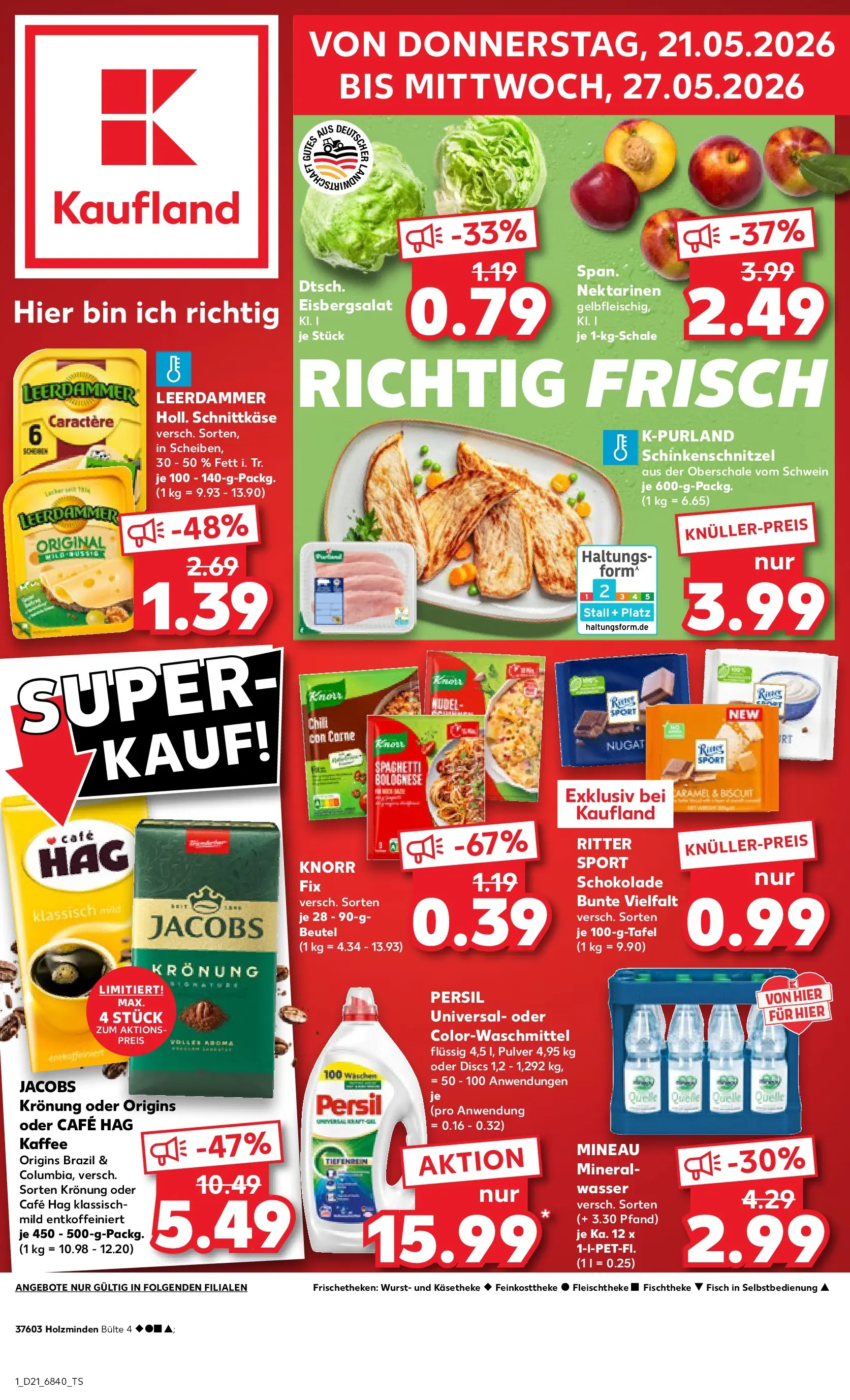 Prospekt Kaufland ab 17.05.2026 » Angebote Online zum Blättern | Seite: 6 | Produkte: Nektarinen, Schokolade, Leerdammer, Persil
