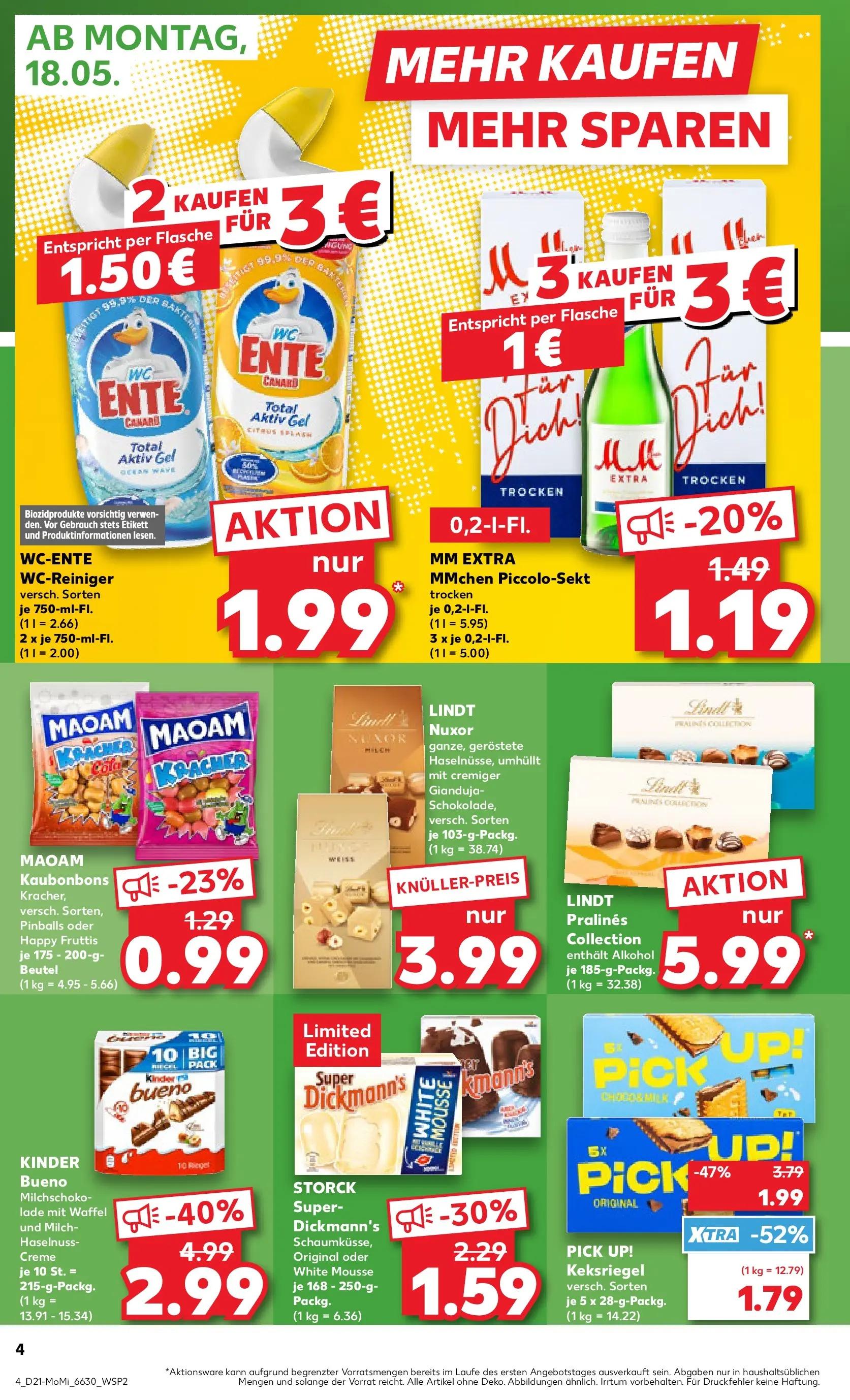 Prospekt Kaufland ab 18.05.2026 » Angebote Online zum Blättern | Seite: 4 | Produkte: Milch, Creme, Lindt, Ente