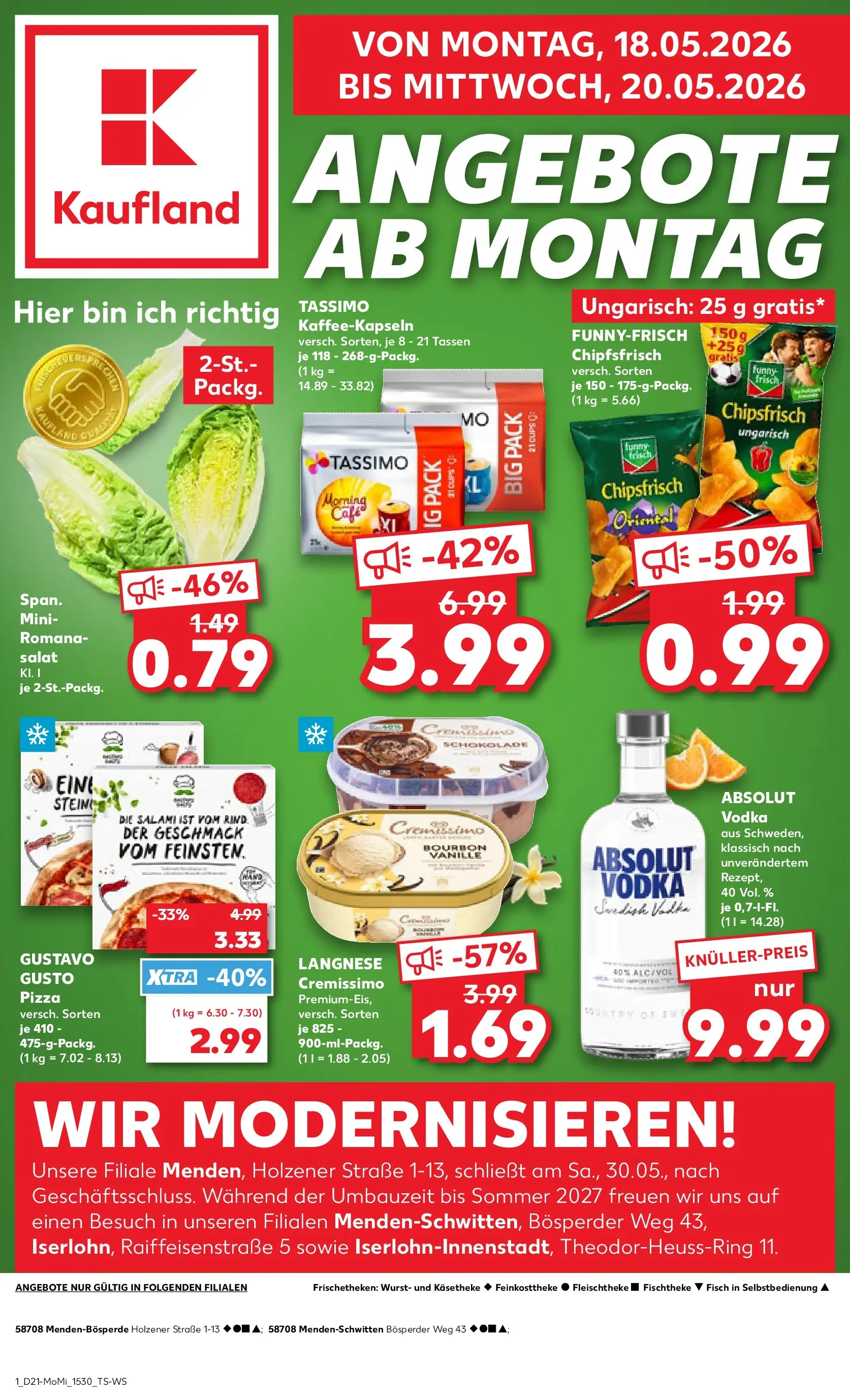 Prospekt Kaufland ab 18.05.2026 » Angebote Online zum Blättern | Seite: 1 | Produkte: Cremissimo, Schokolade, Fisch, Salami