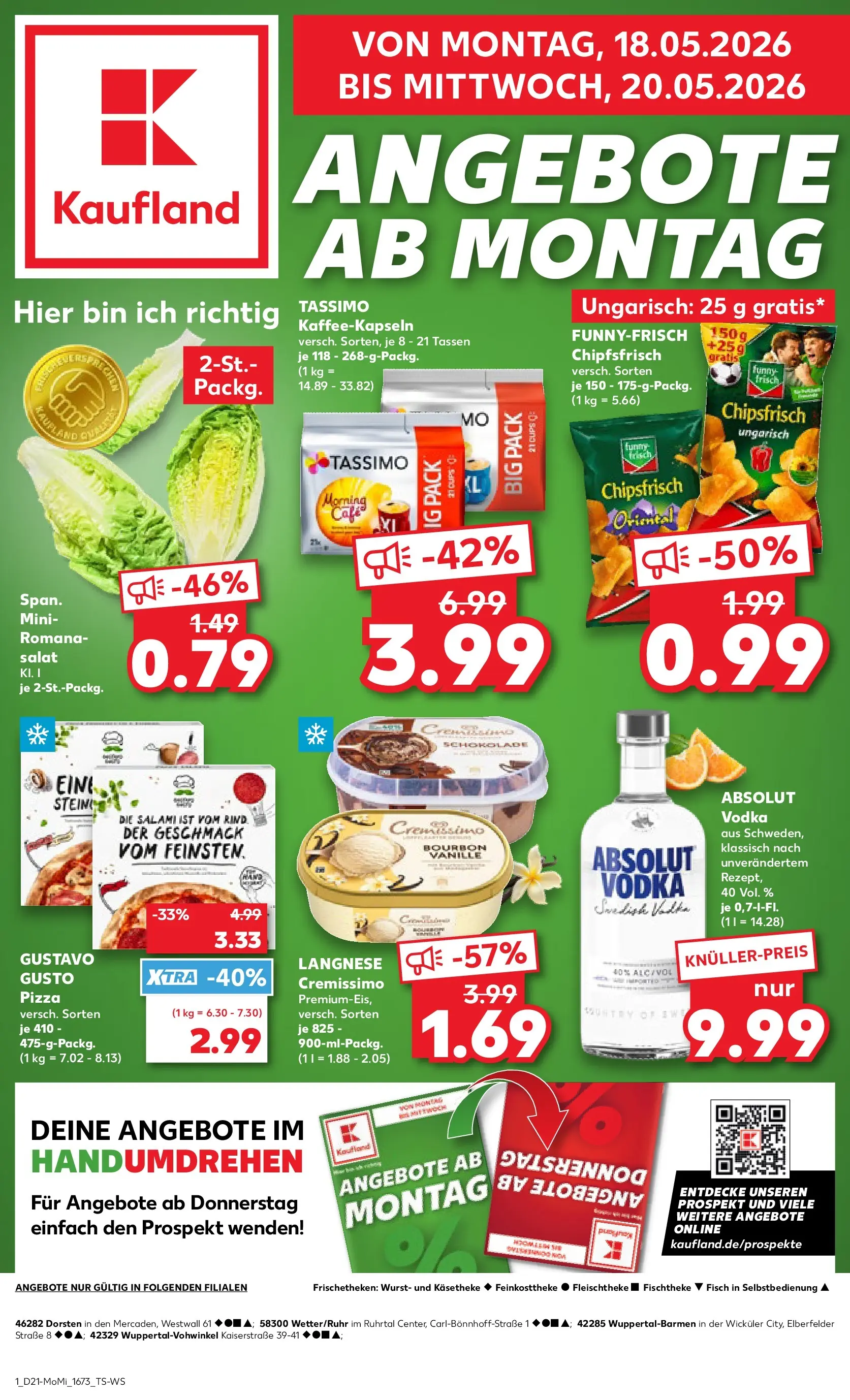 Prospekt Kaufland ab 18.05.2026 » Angebote Online zum Blättern | Seite: 1 | Produkte: Gustavo gusto, Salami, Pizza, Tassimo