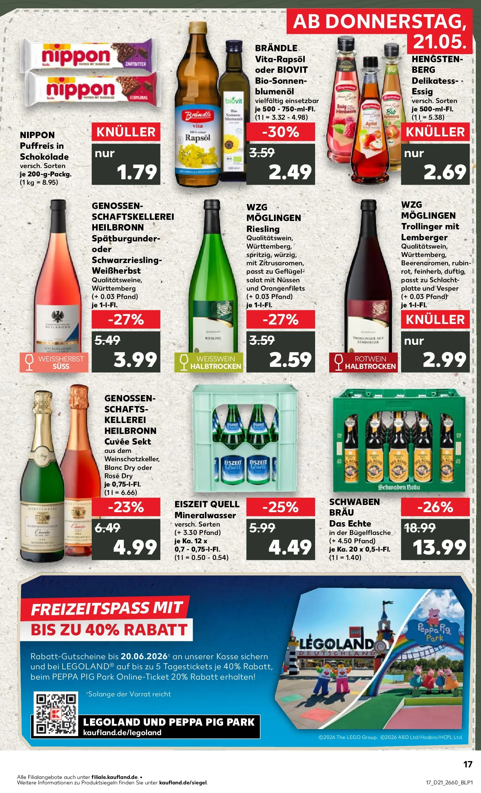 Prospekt Kaufland ab 18.05.2026 » Angebote Online zum Blättern | Seite: 22 | Produkte: Rapsöl, Sekt, Mineralwasser, Salat