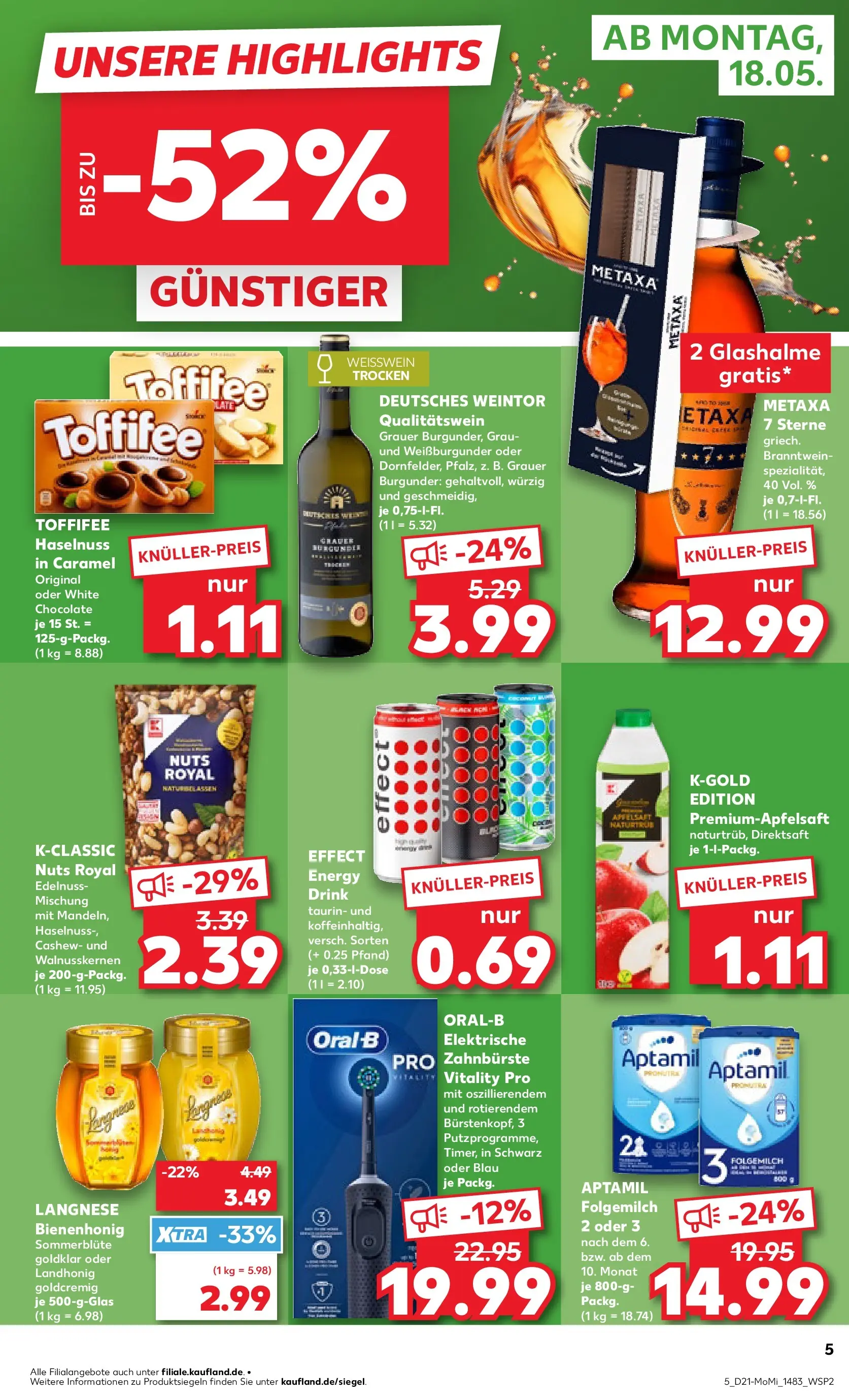 Prospekt Kaufland ab 18.05.2026 » Angebote Online zum Blättern | Seite: 5 | Produkte: Langnese, Energy, Metaxa, Toffifee