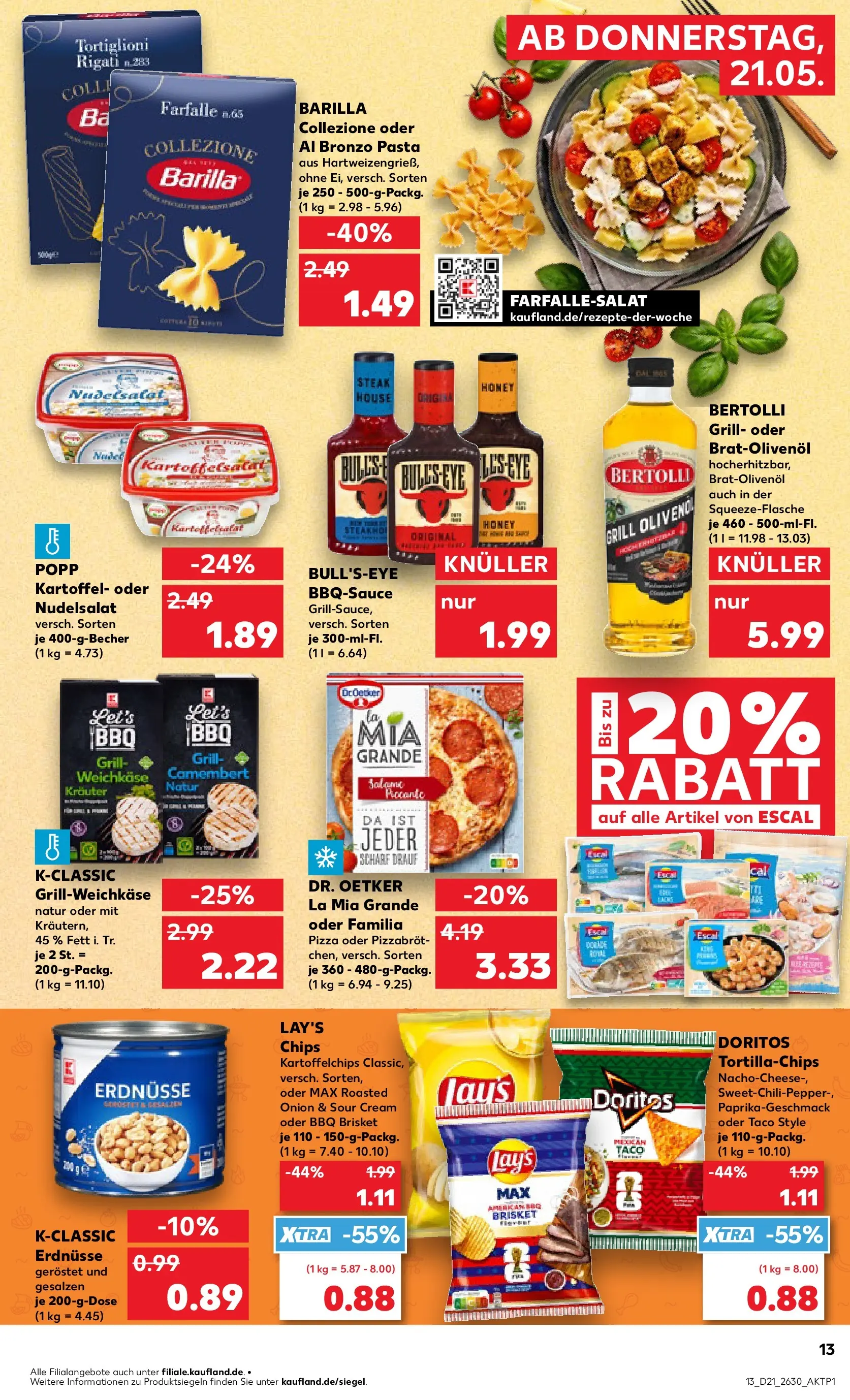 Prospekt Kaufland ab 18.05.2026 » Angebote Online zum Blättern | Seite: 18 | Produkte: Erdnüsse, Barilla, Pasta, Steak