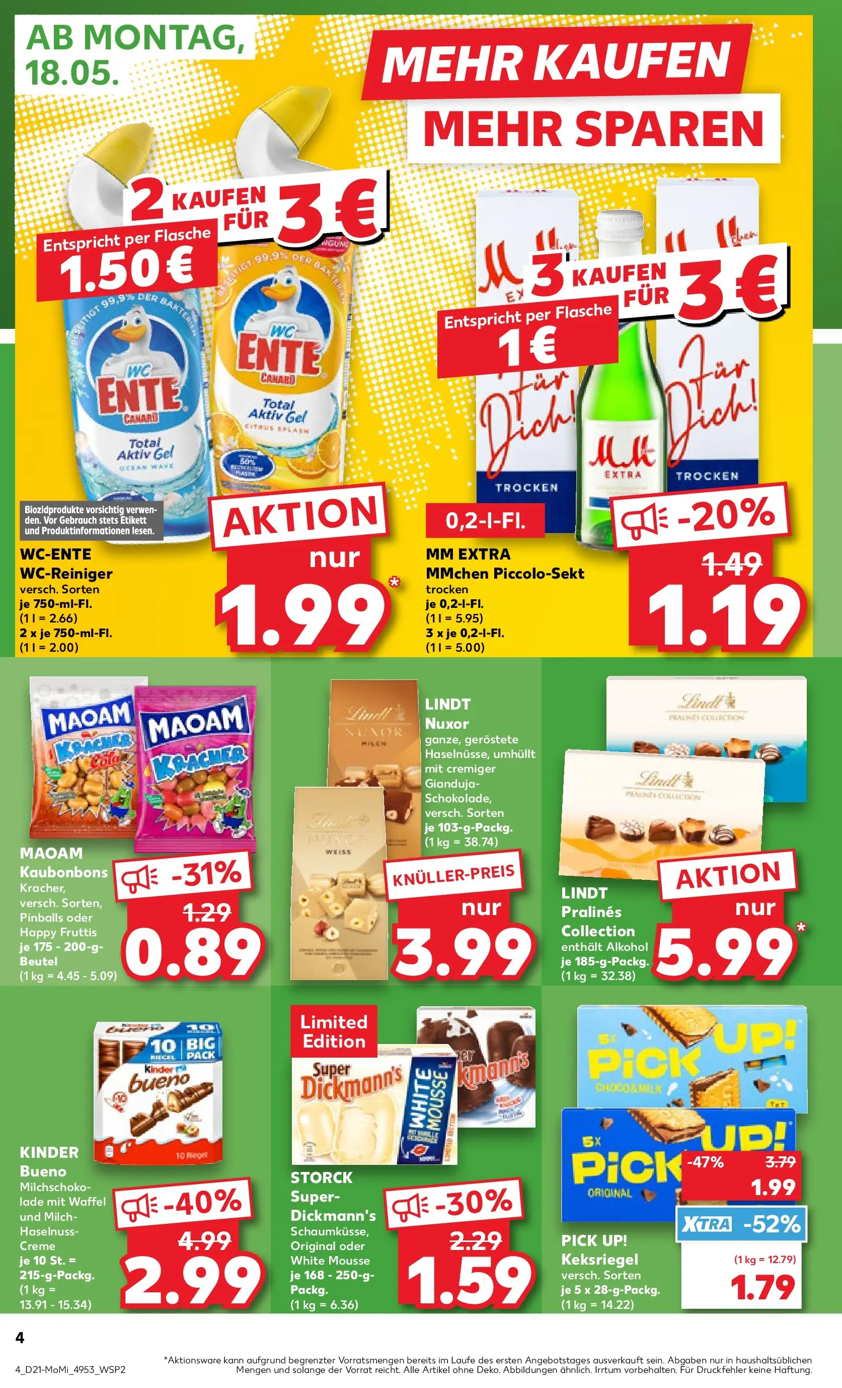 Prospekt Kaufland ab 18.05.2026 » Angebote Online zum Blättern | Seite: 4 | Produkte: Milch, Creme, Lindt, Ente