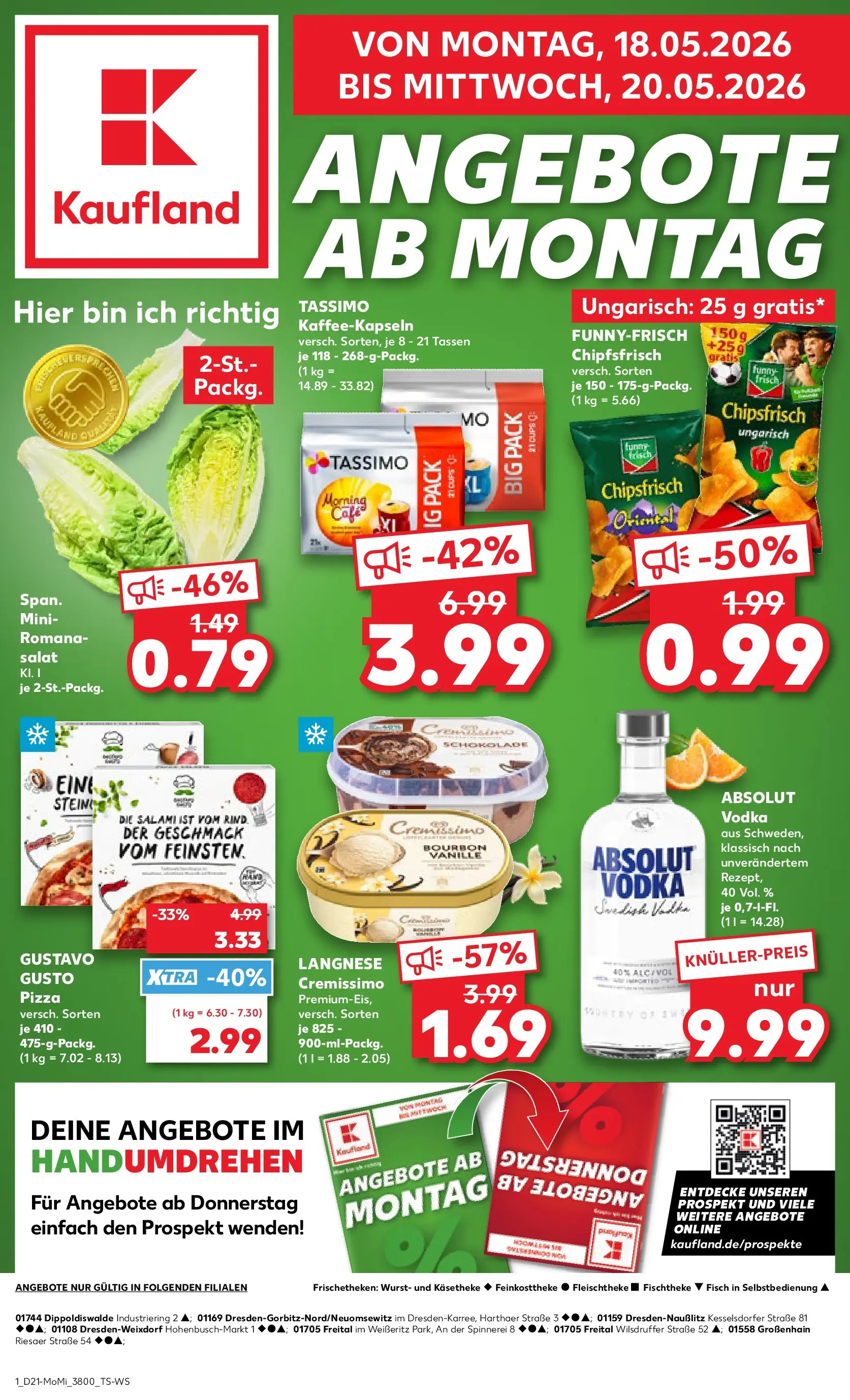 Prospekt Kaufland ab 18.05.2026 » Angebote und Werbung Online | Seite: 1 | Produkte: Fisch, Pizza, Bourbon, Tassimo Prospekt Kaufland ab 18.05.2026 » Angebote Online zum Blättern | Seite: 1 | Produkte: Fisch, Pizza, Bourbon, Tassimo