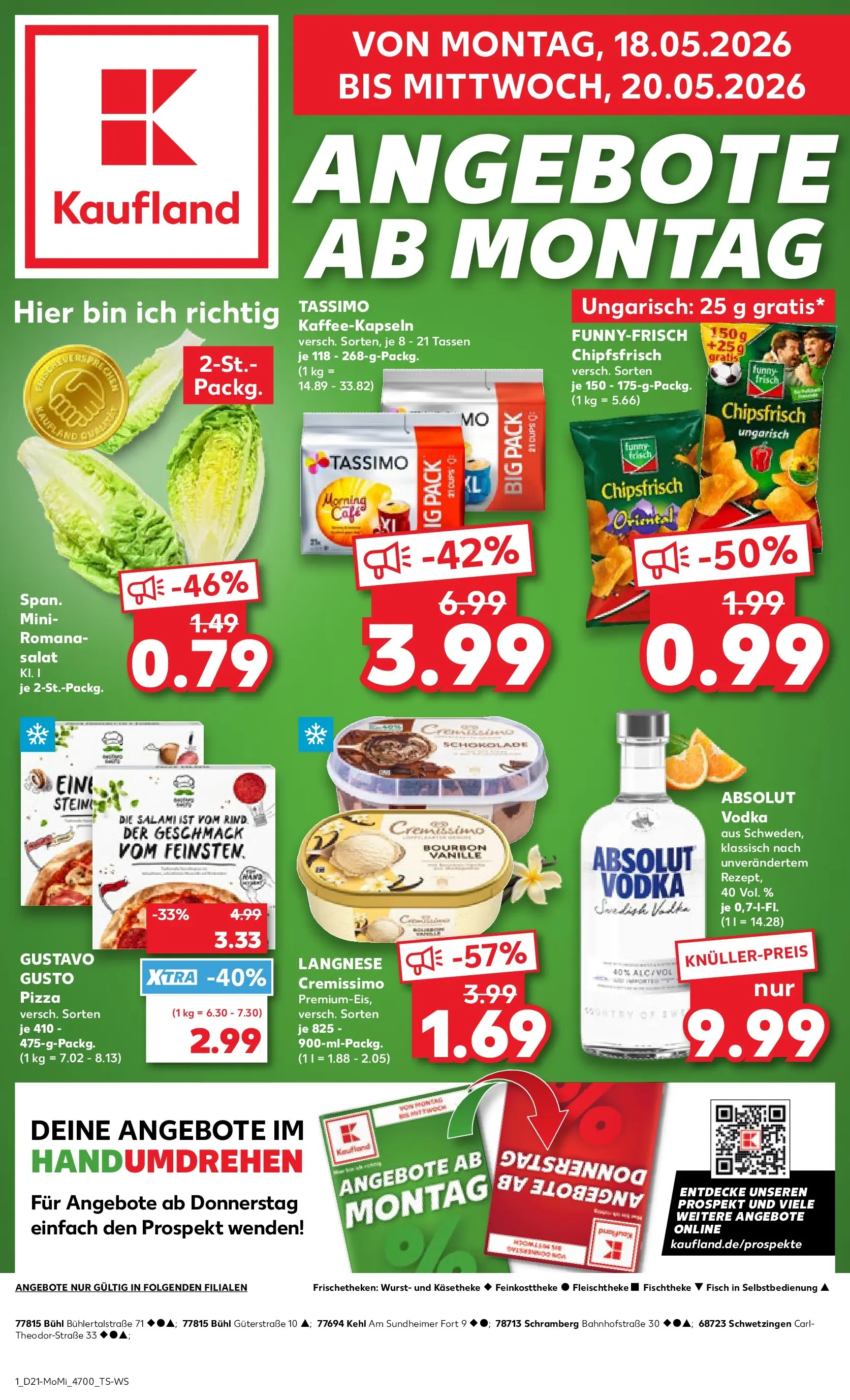 Prospekt Kaufland ab 18.05.2026 » Angebote Online zum Blättern | Seite: 1 | Produkte: Langnese cremissimo, Fisch, Pizza, Bourbon
