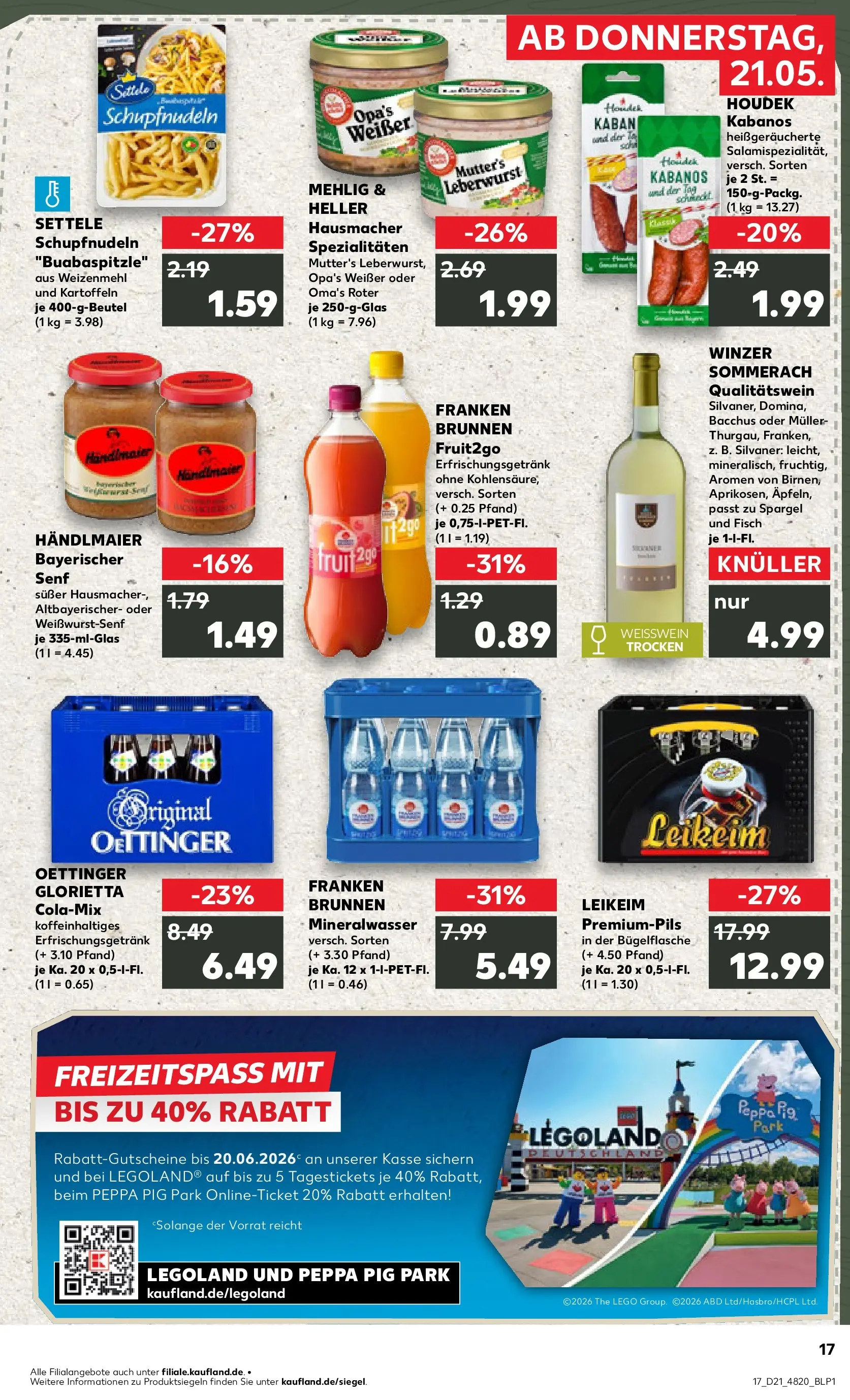 Prospekt Kaufland ab 18.05.2026 » Angebote Online zum Blättern | Seite: 22 | Produkte: Cola, Weizenmehl, Oettinger, Pasta