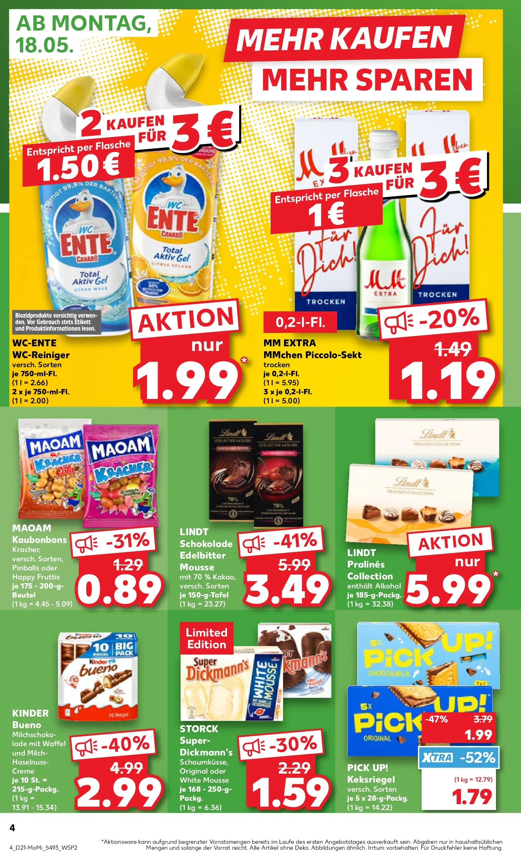 Prospekt Kaufland ab 18.05.2026 » Angebote Online zum Blättern | Seite: 4 | Produkte: Schokolade, Kinder bueno, Creme, Lindt
