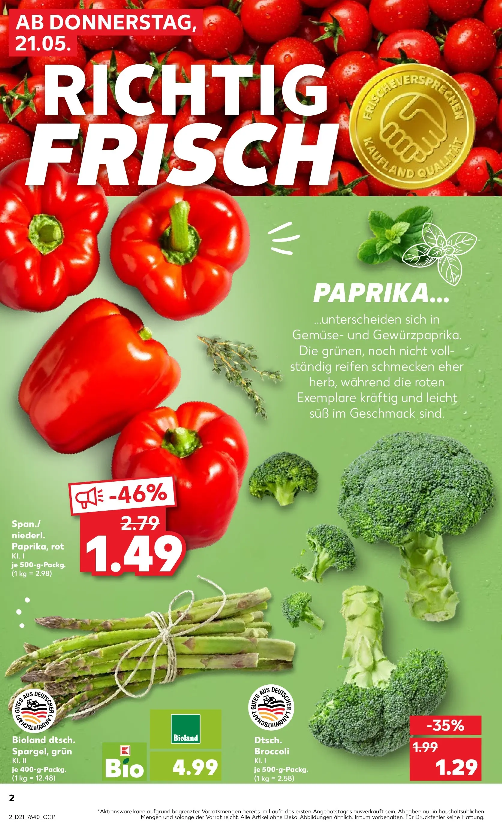 Prospekt Kaufland ab 18.05.2026 » Angebote und Werbung Online | Seite: 15 | Produkte: Gemüse, Paprika Prospekt Kaufland ab 18.05.2026 » Angebote Online zum Blättern | Seite: 15 | Produkte: Gemüse, Paprika