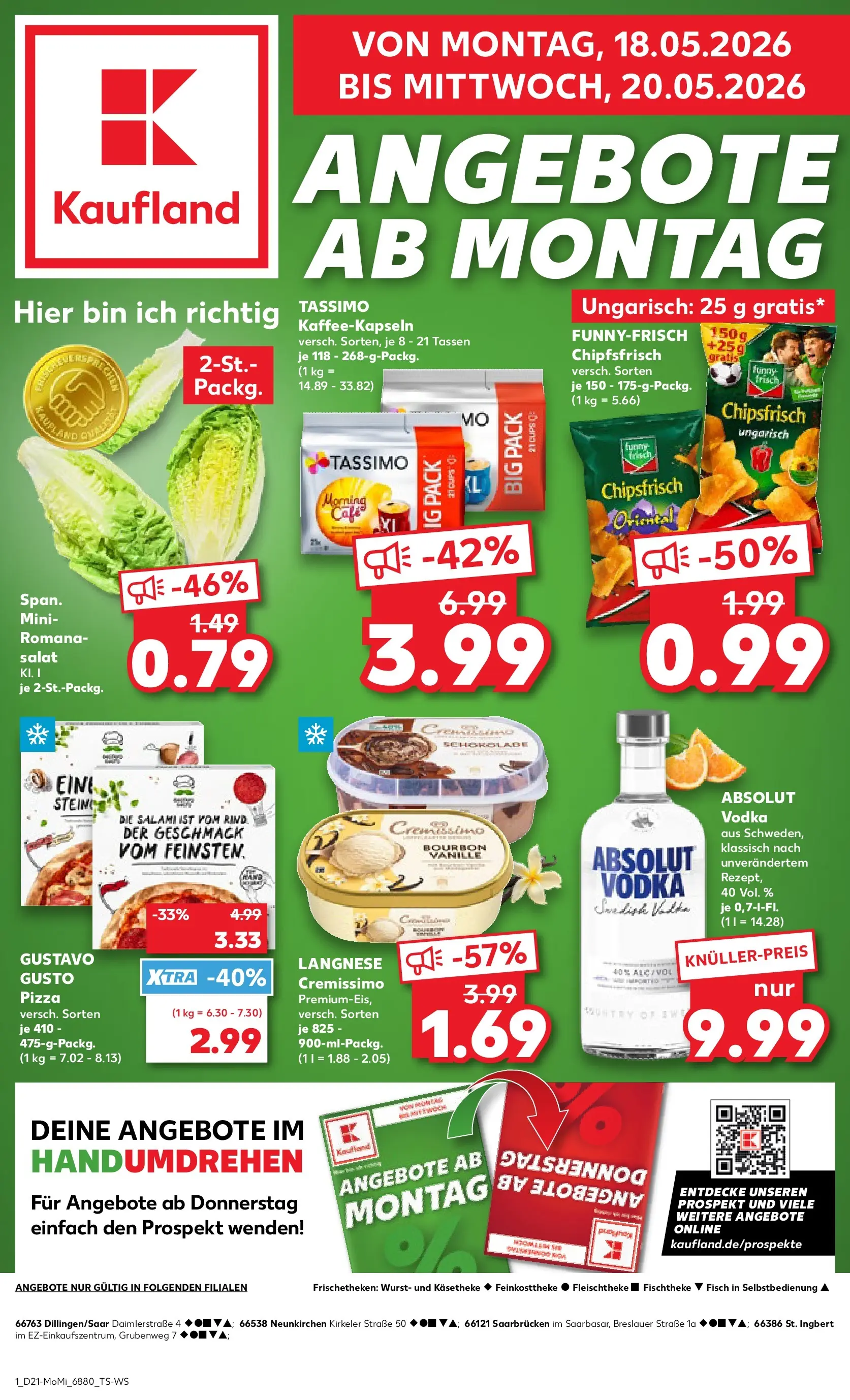 Prospekt Kaufland ab 18.05.2026 » Angebote Online zum Blättern | Seite: 1 | Produkte: Gustavo gusto, Langnese cremissimo, Cremissimo, Salami