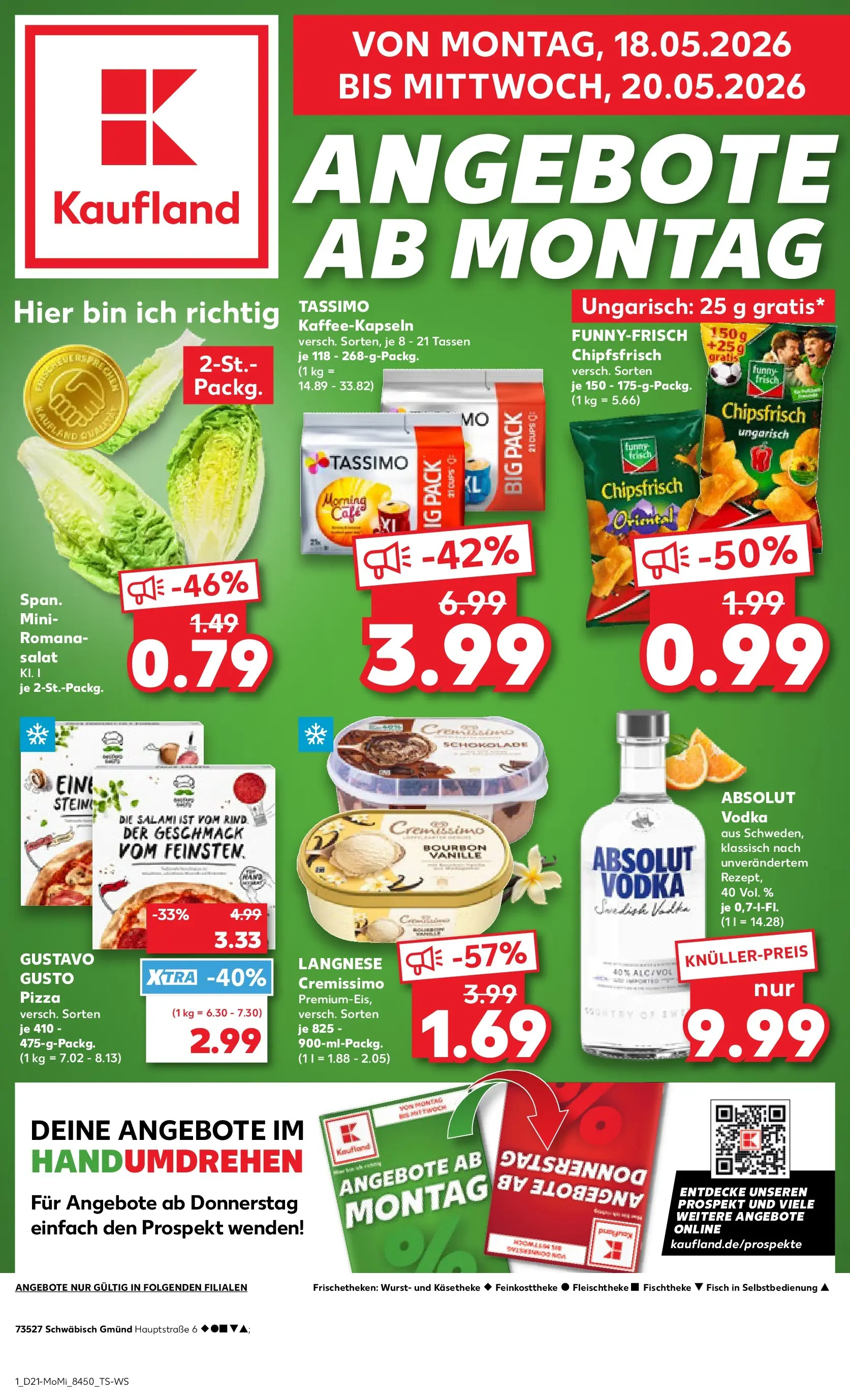 Prospekt Kaufland ab 18.05.2026 » Angebote Online zum Blättern | Seite: 1 | Produkte: Cremissimo, Pizza, Chips, Tassimo