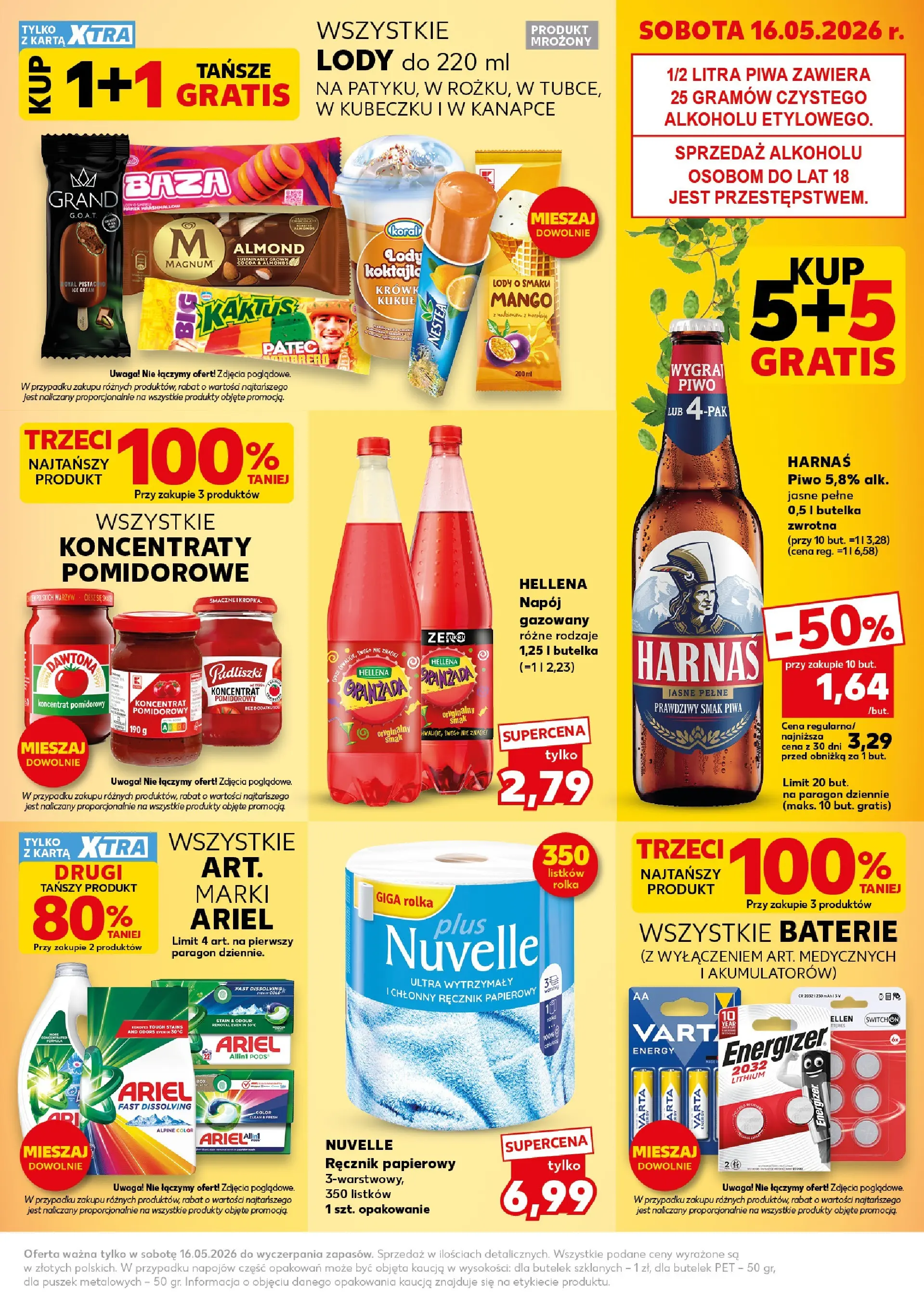 Kaufland gazetka - Super Sobota od 16.05.2026 - od jutra PDF | Strona: 3 | Produkty: Ariel, Harnaś, Piwo, Lody