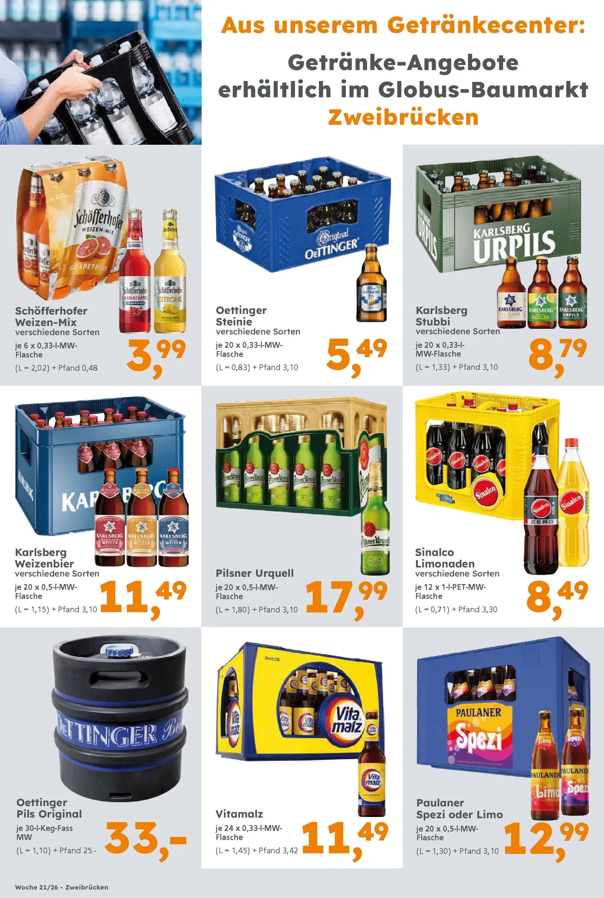 Globus Baumarkt Prospekt Zweibrücken	 (ab 17.05.2026) zum Blättern | Seite: 16 | Produkte: Pils, Grapefruit, Pilsner urquell, Paulaner