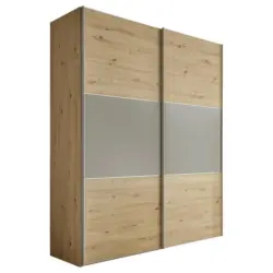 Schwebet&uuml;renschrank in Hellgrau, Eiche Artisan