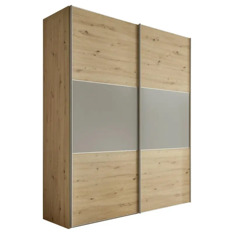 Schwebet&uuml;renschrank in Hellgrau, Eiche Artisan