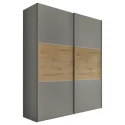 Schwebet&uuml;renschrank in Hellgrau, Eiche Artisan