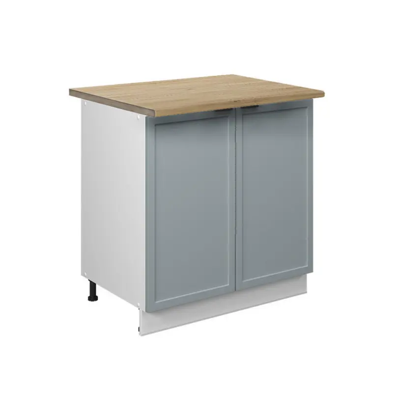 Sp&uuml;lenunterschrank Fame-Line Hellblau-grau 80 cm mit Regal, AP Eiche
